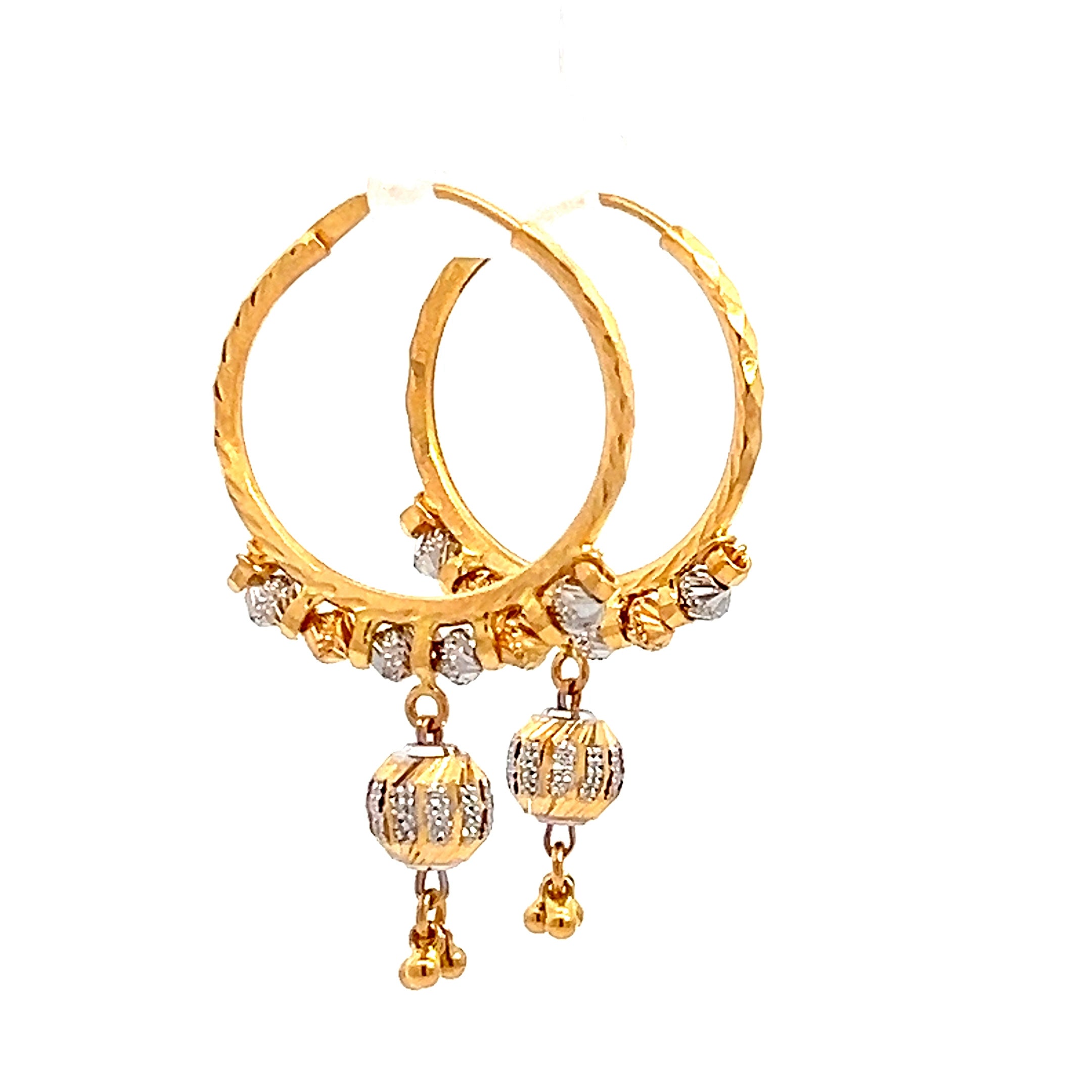 22k Two Tone Gold Medium Fancy Radiant Earrings