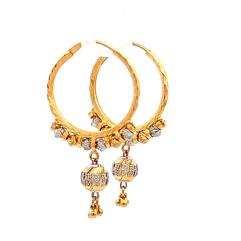 22k Two Tone Gold Medium Fancy Radiant Earrings