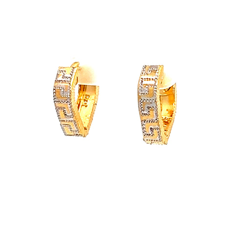 22k Two Tone Gold Small Exquisite Heart Earrings