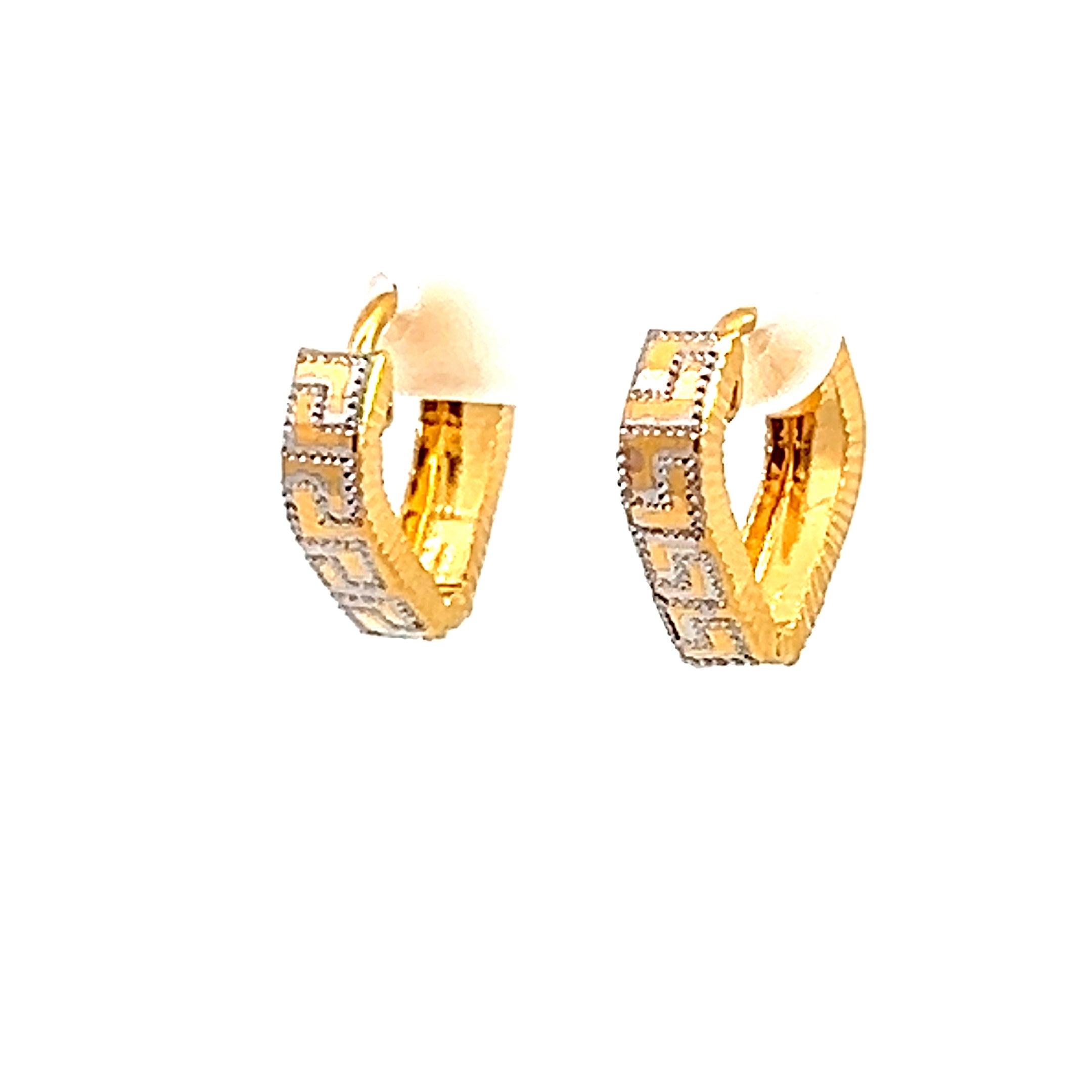 22k Two Tone Gold Small Exquisite Heart Earrings