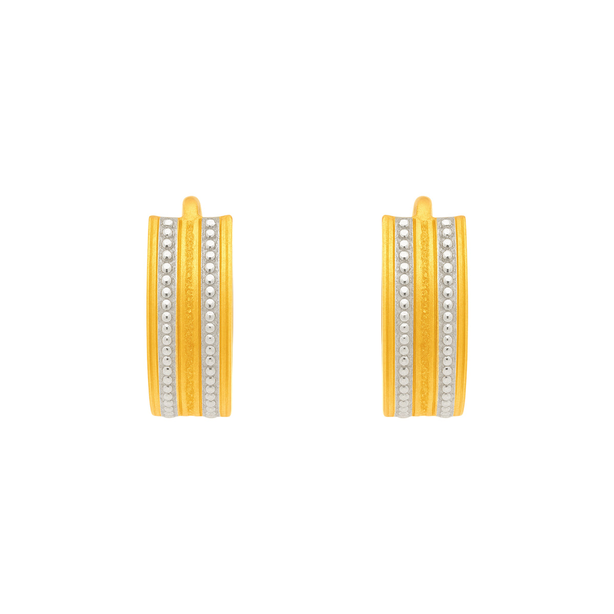 22k Two Tone Gold Extra Small U-Shaped Gleaming Earrings