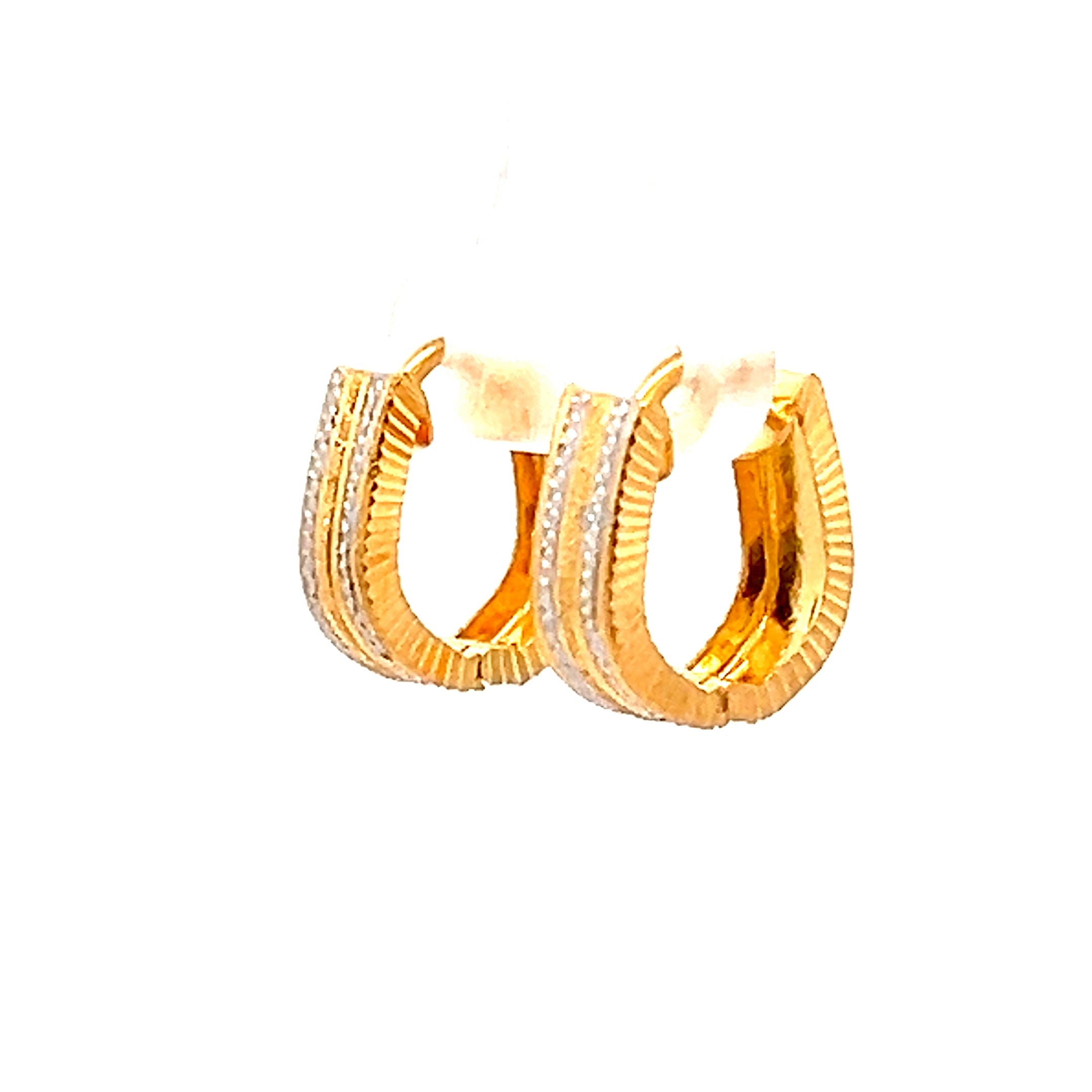 22k Two Tone Gold Extra Small U-Shaped Gleaming Earrings