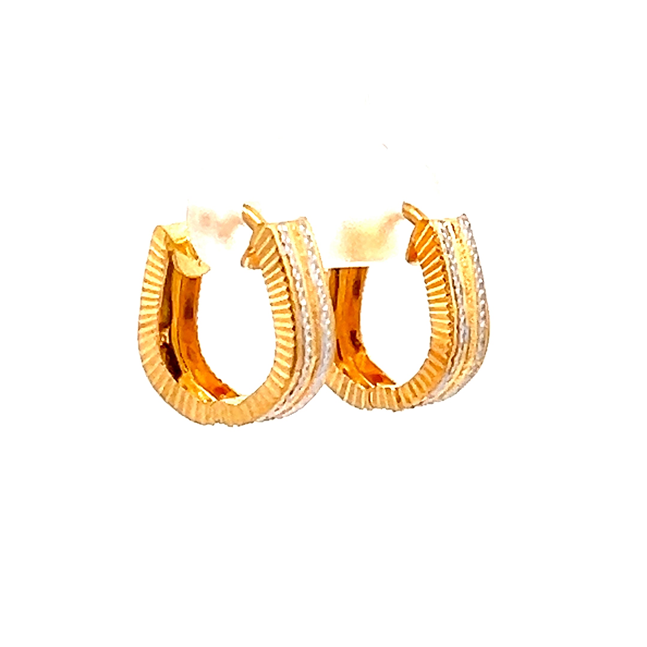 22k Two Tone Gold Extra Small U-Shaped Gleaming Earrings