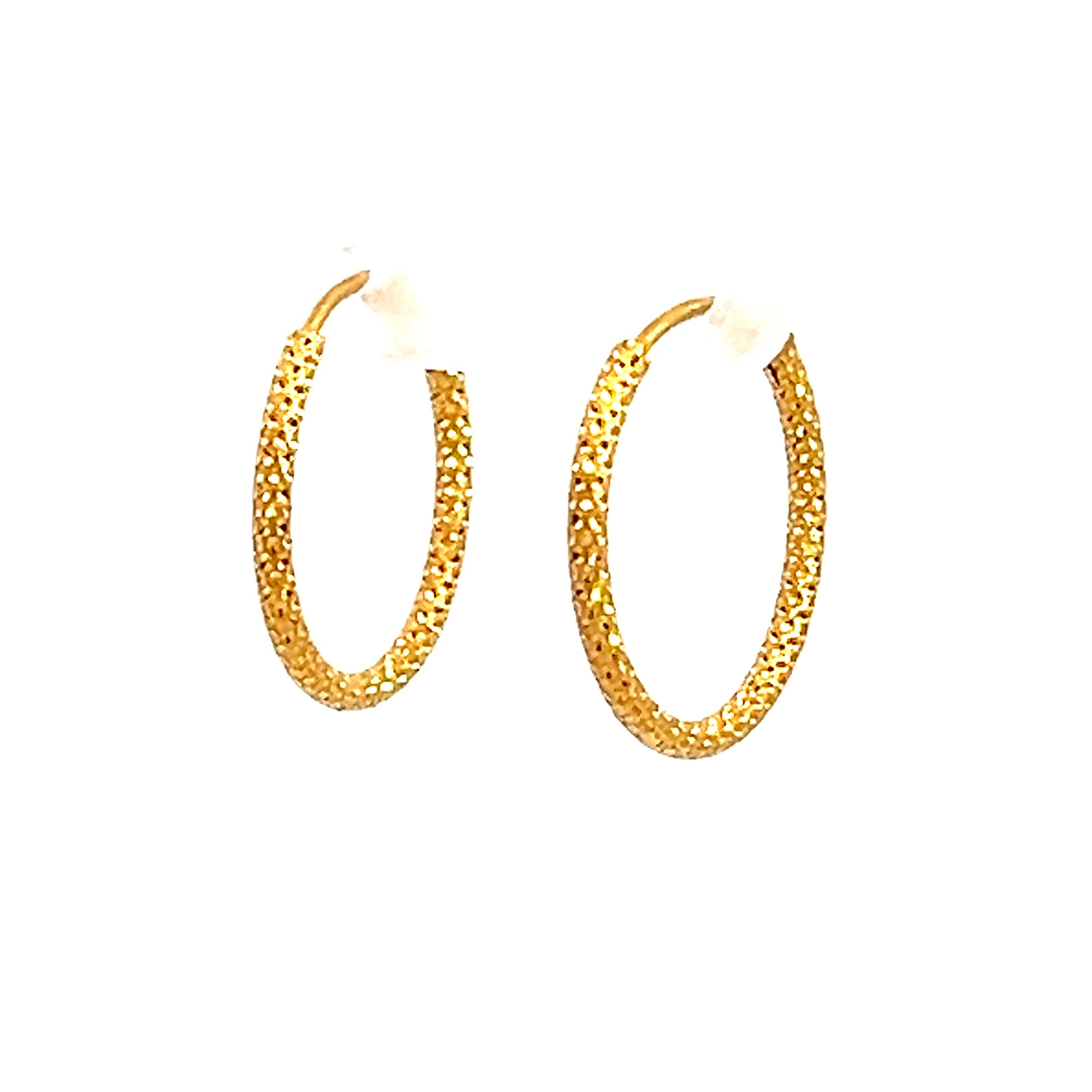 22k Yellow Gold Small Textured Earrings