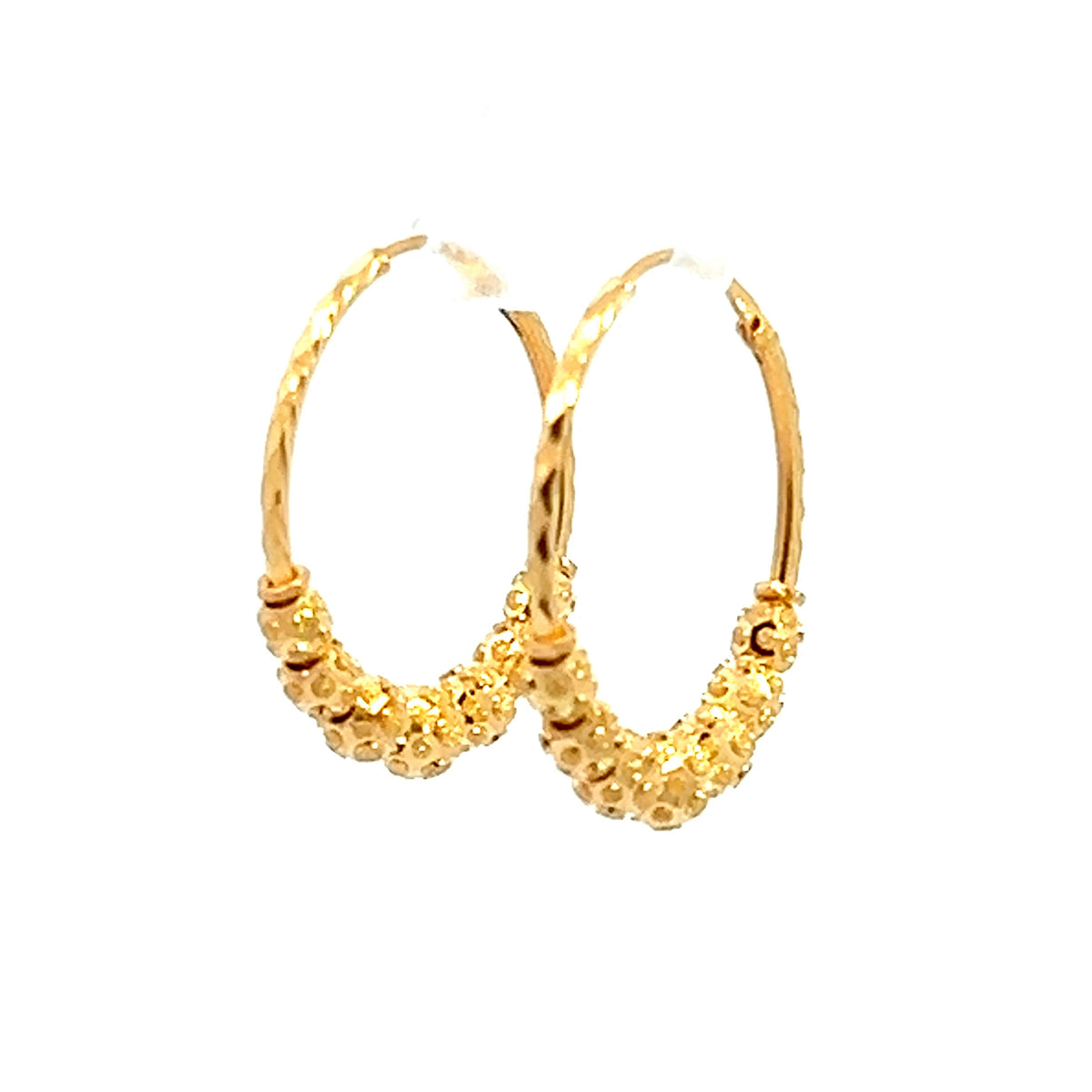 22k Yellow Gold Large Shimmery Beaded Earrings