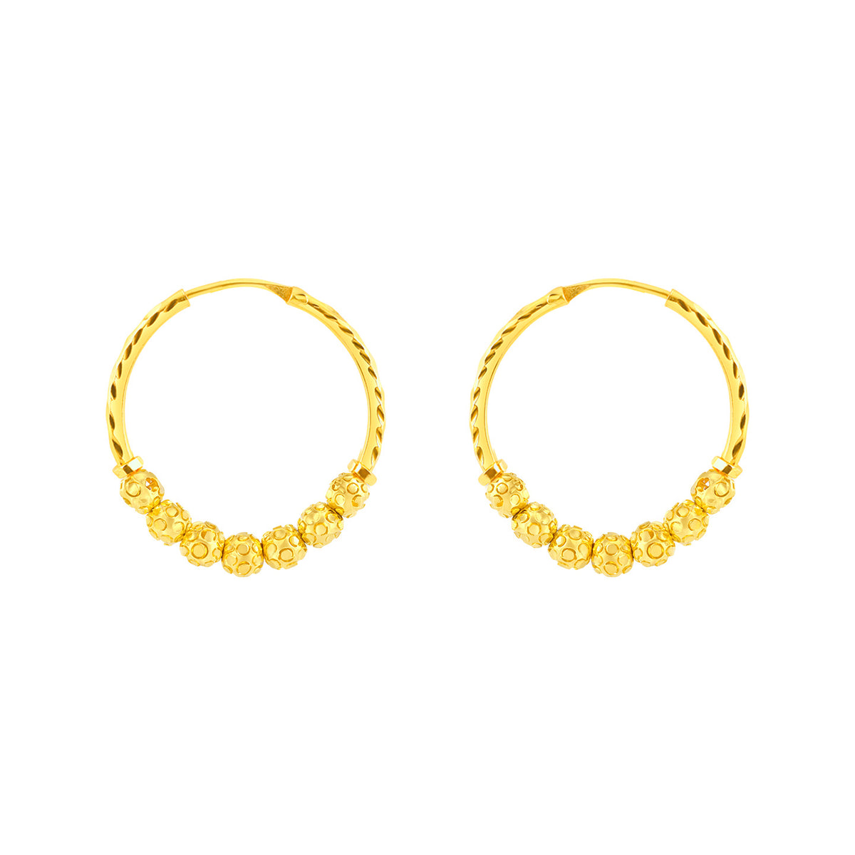 22k Yellow Gold Large Shimmery Beaded Earrings