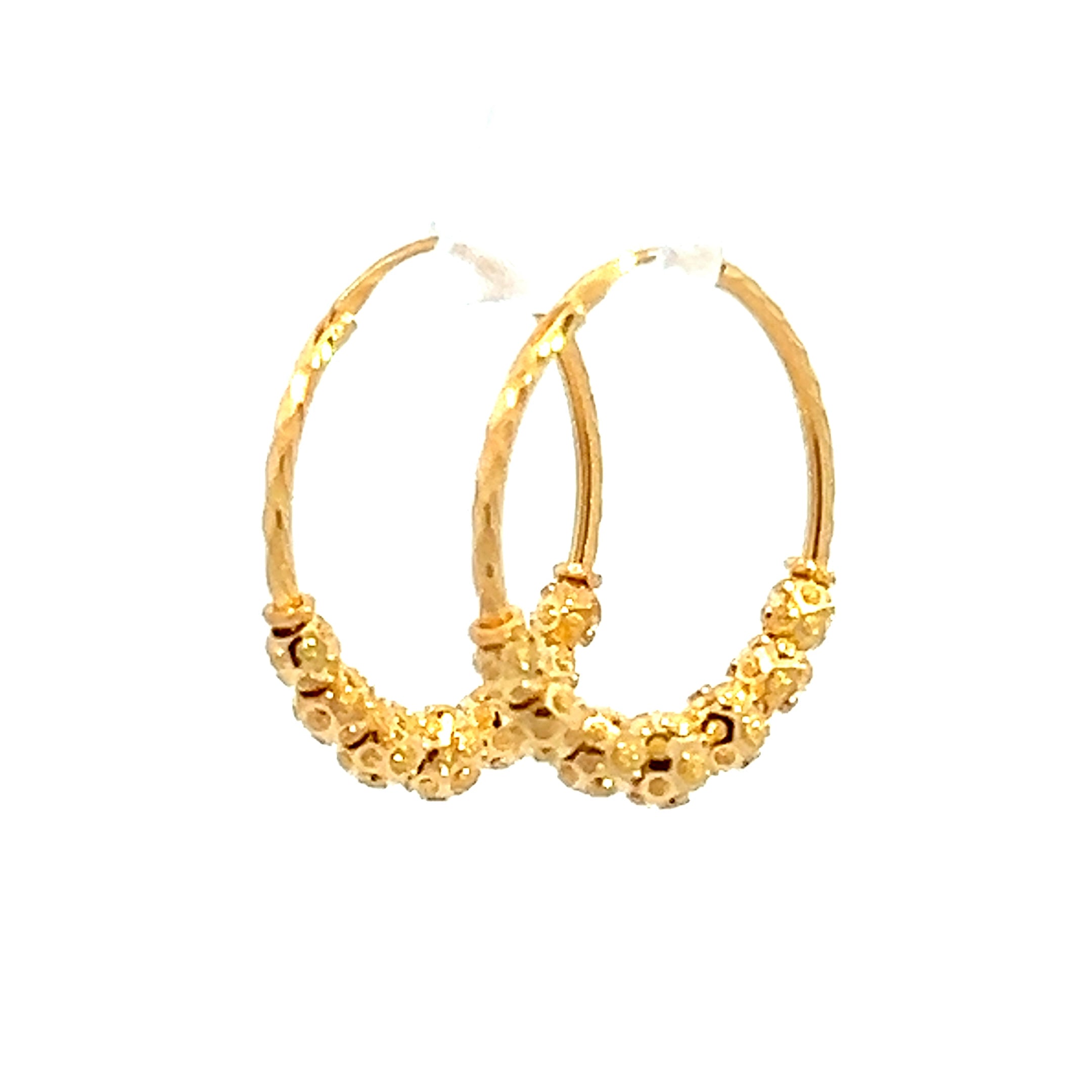 22k Yellow Gold Large Shimmery Beaded Earrings