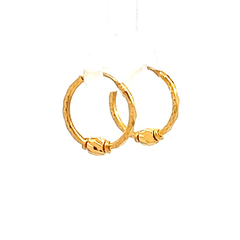 22k Yellow Gold Small Beaded Earrings