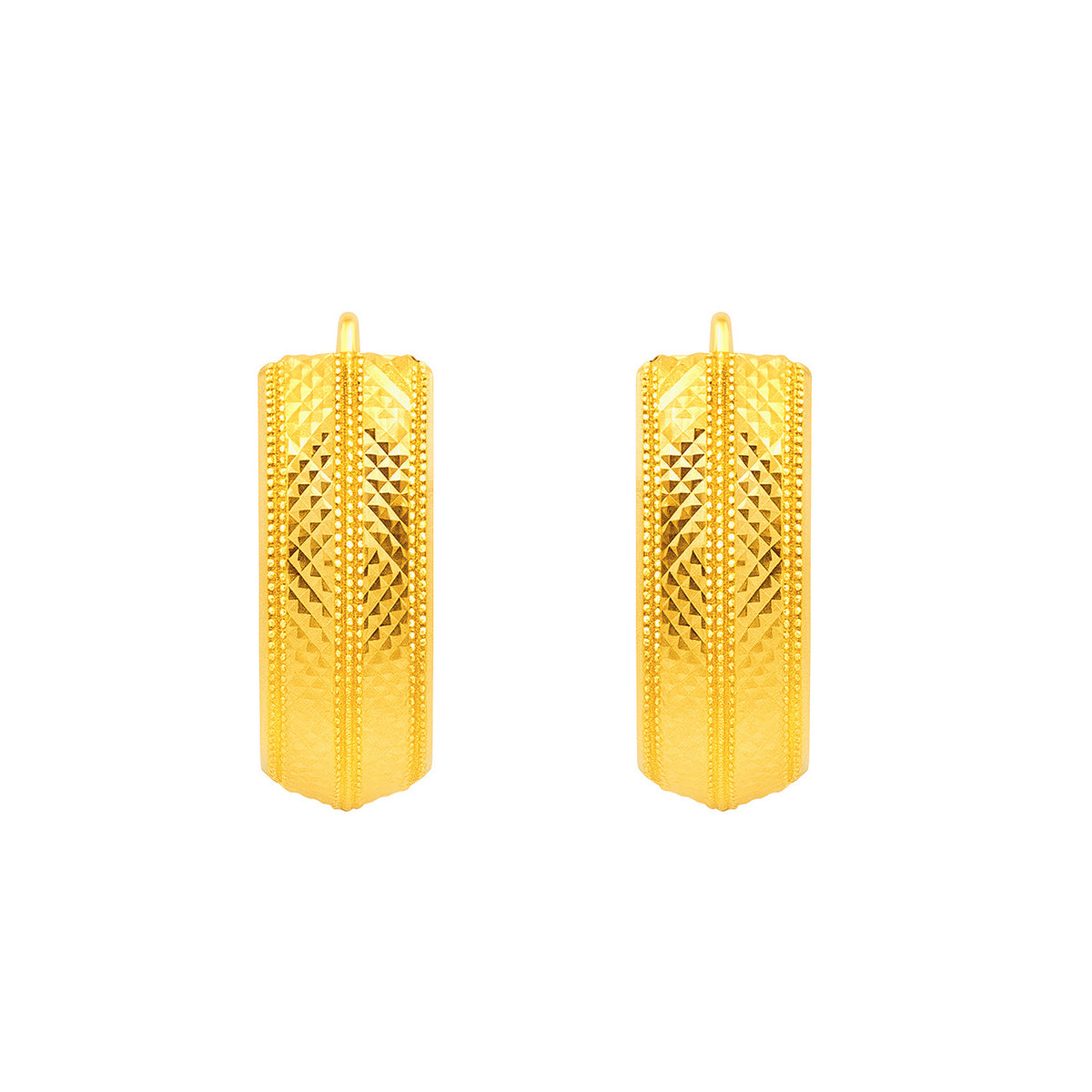 22k Yellow Gold Medium Shimmery Patterned Earrings