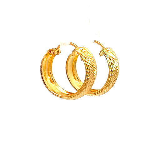 22k Yellow Gold Medium Shimmery Patterned Earrings