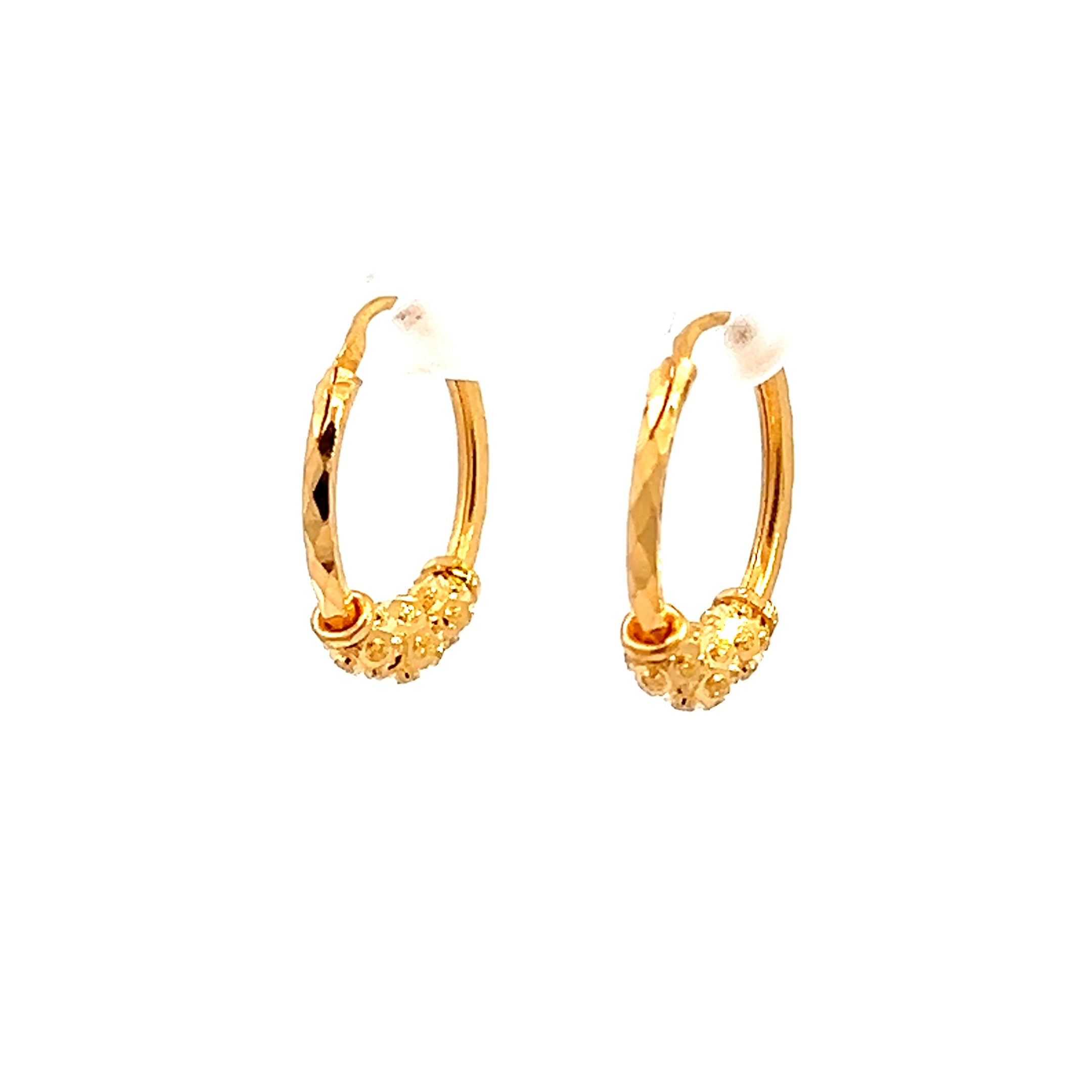 22k Yellow Gold Medium Sparkly Beaded Earrings