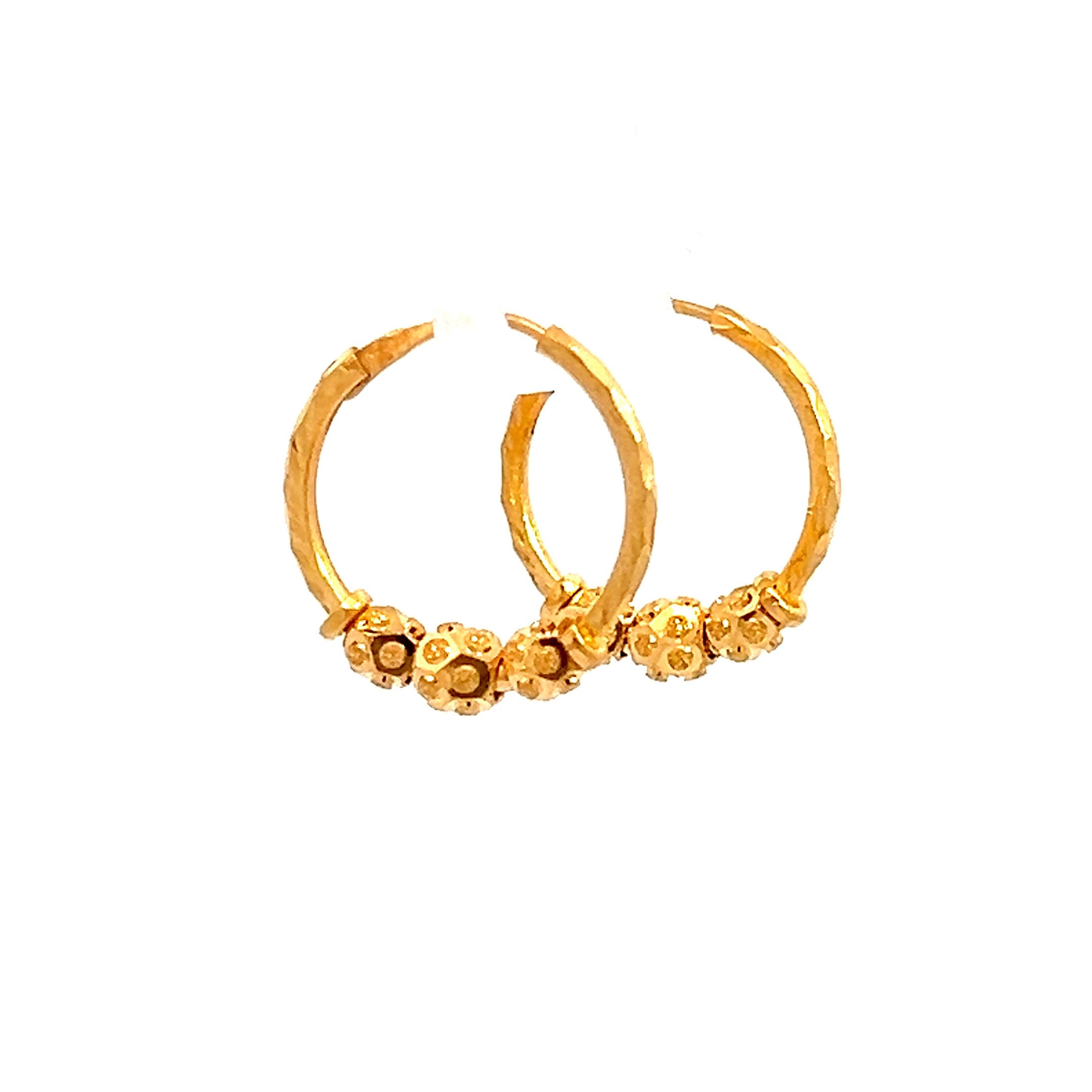 22k Yellow Gold Medium Sparkly Beaded Earrings