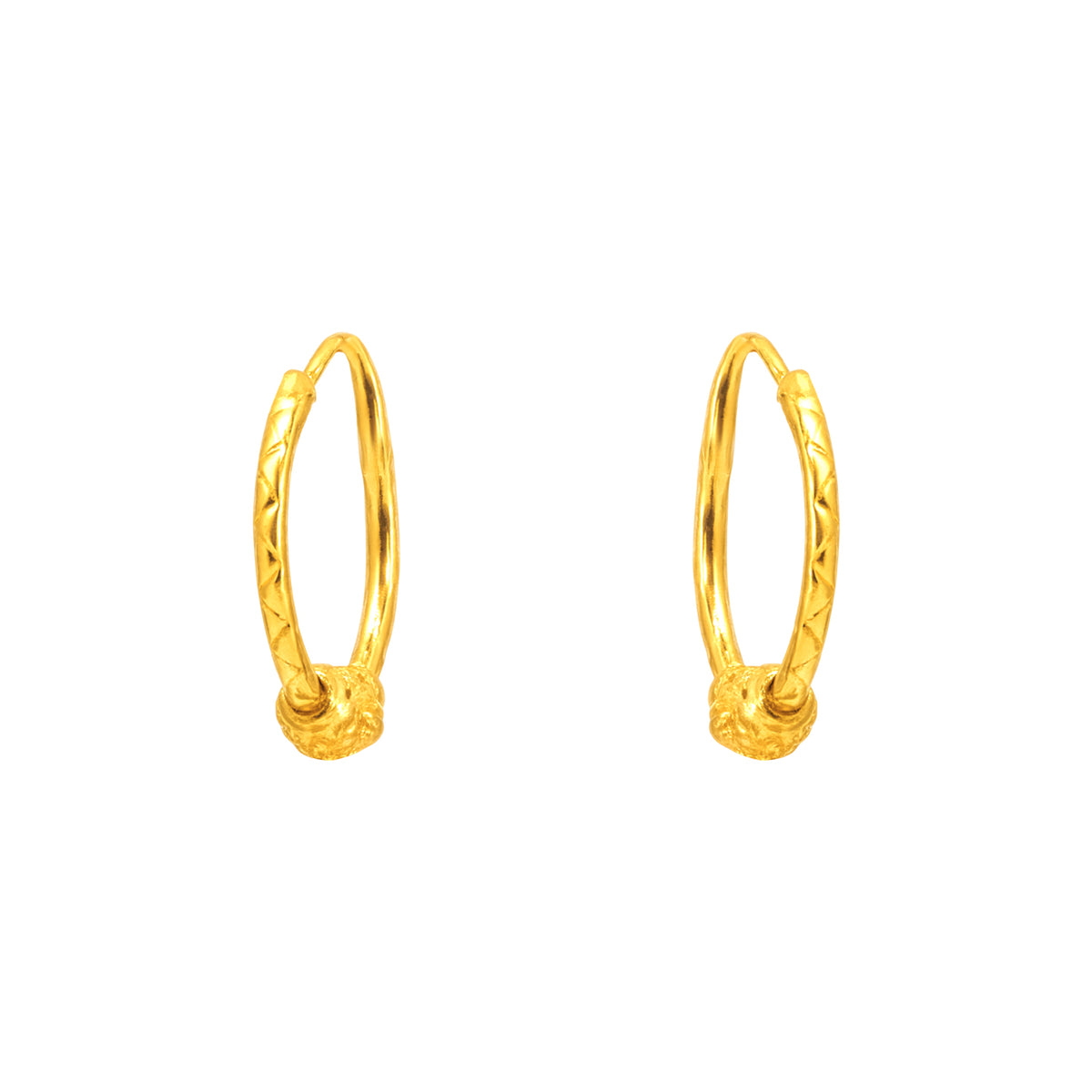22k Yellow Gold Medium Sparkly Beaded Earrings