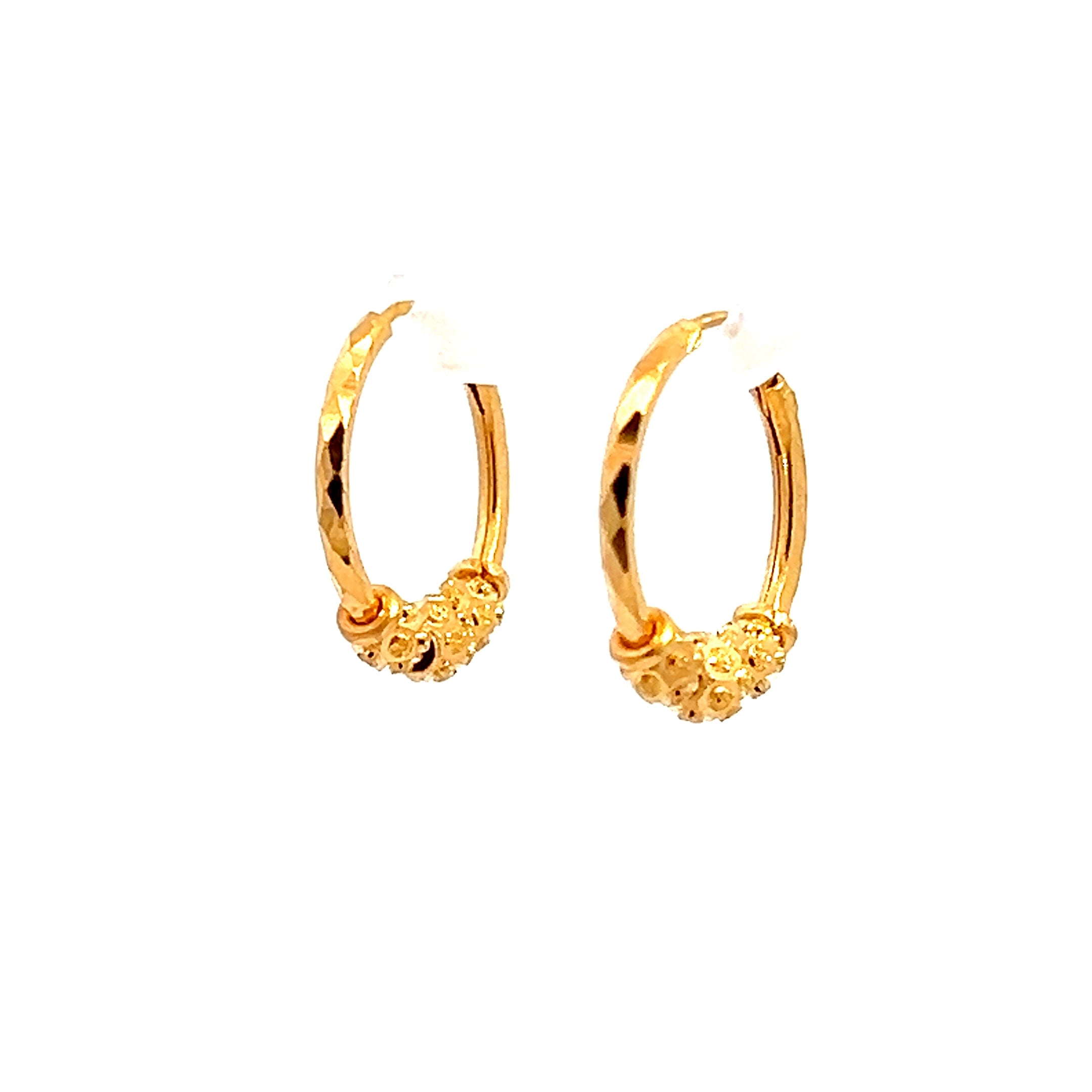 22k Yellow Gold Medium Sparkly Beaded Earrings