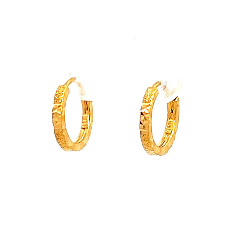 22k Yellow Gold Extra Small Shimmery Patterned Earrings
