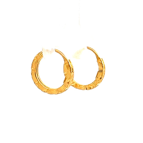 22k Yellow Gold Extra Small Shimmery Patterned Earrings