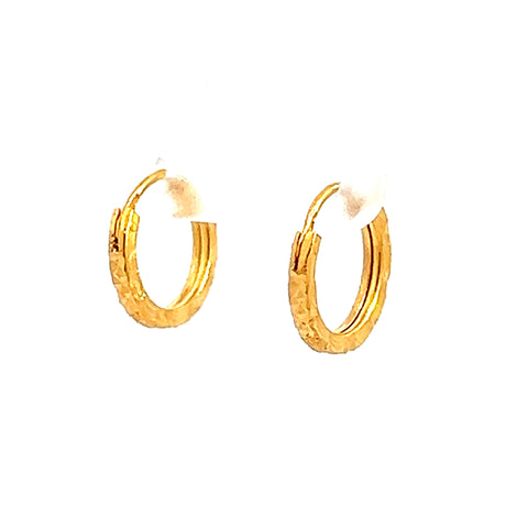 22k Yellow Gold Extra Small Shimmery Patterned Earrings