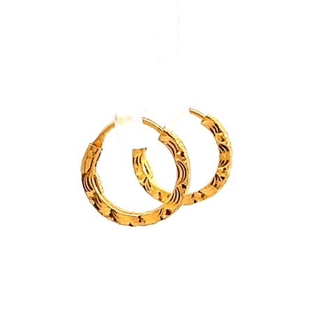 22k Yellow Gold Extra Small Shimmery Patterned Earrings