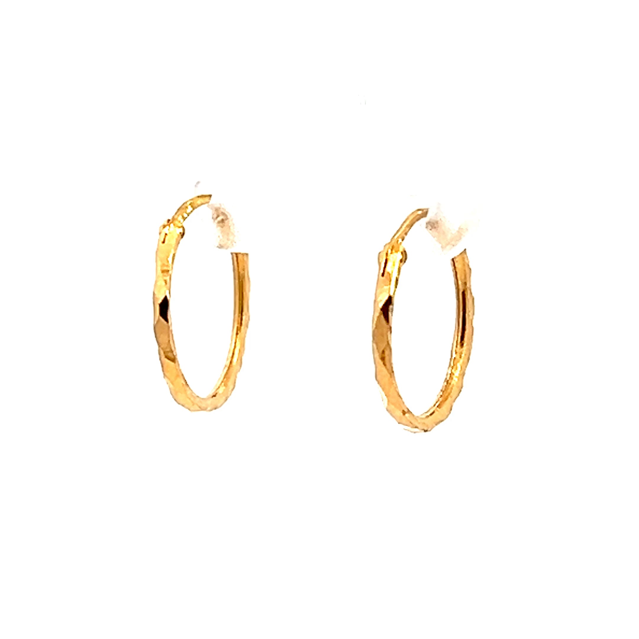 22k Yellow Gold Small Textured Gleaming Earrings