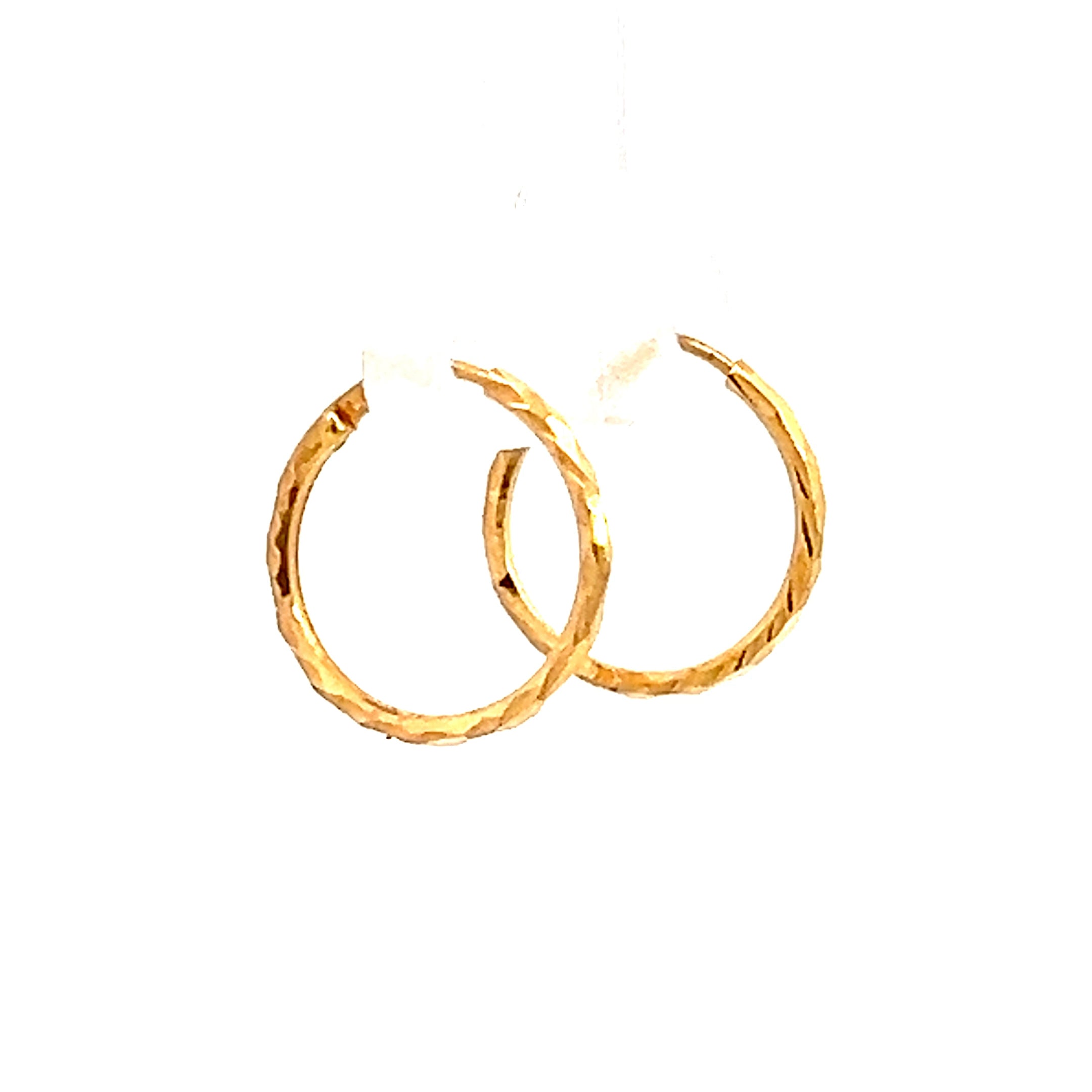 22k Yellow Gold Small Textured Gleaming Earrings