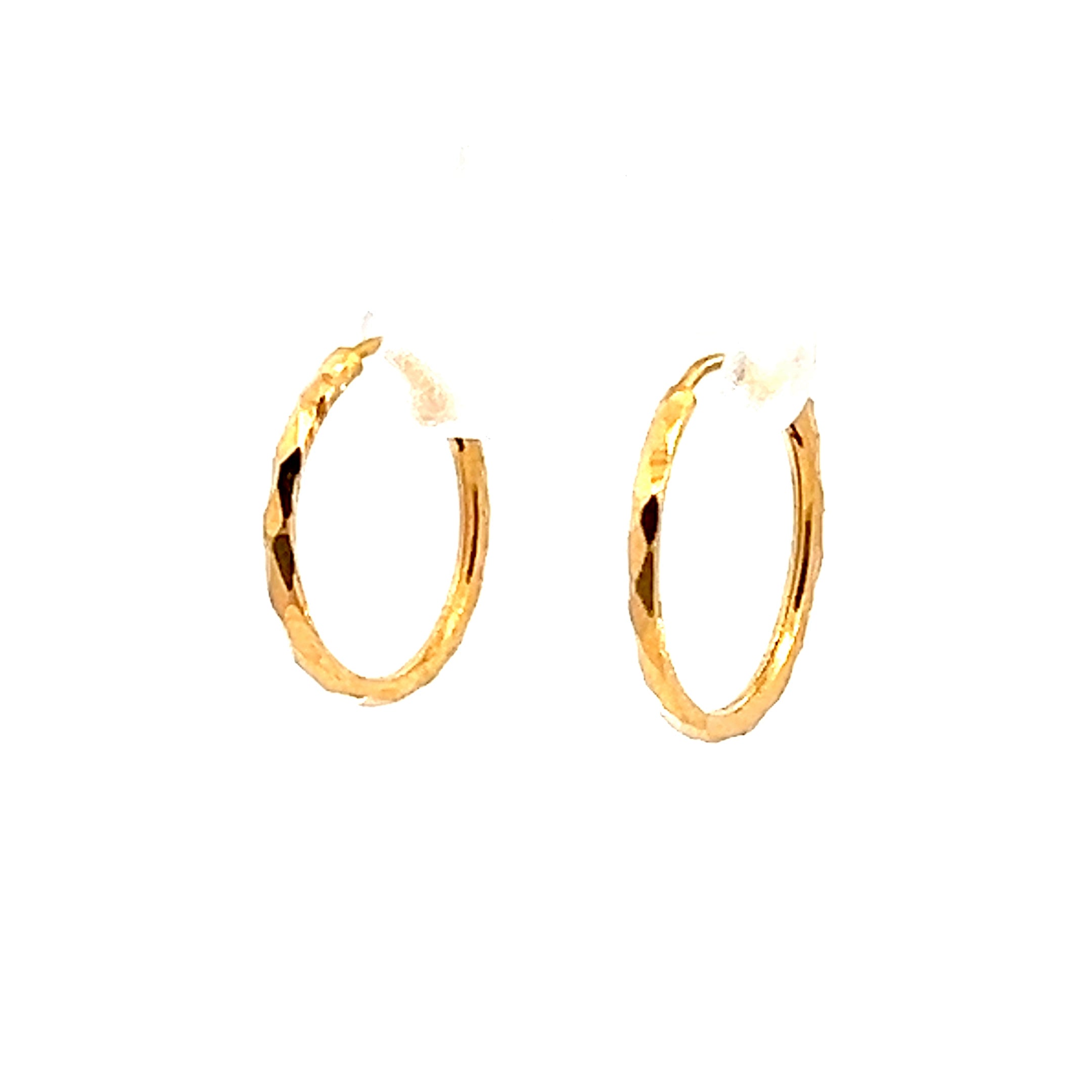 22k Yellow Gold Small Textured Gleaming Earrings