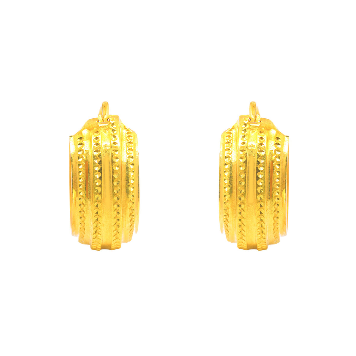 22k Yellow Gold Small Vibrant Patterned Earrings