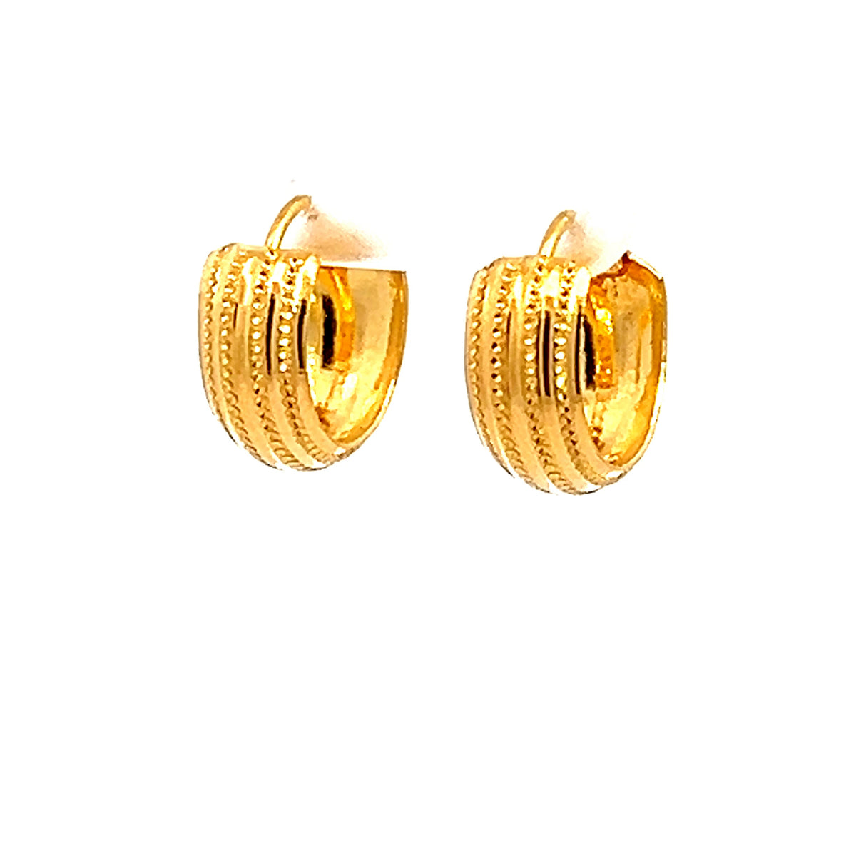 22k Yellow Gold Small Vibrant Patterned Earrings