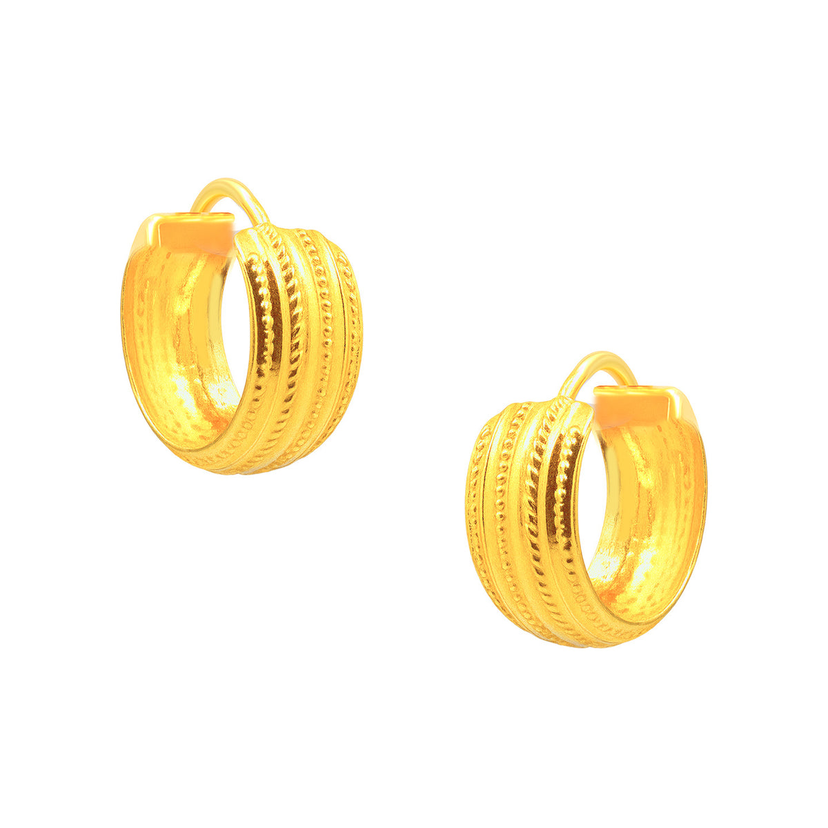 22k Yellow Gold Small Vibrant Patterned Earrings