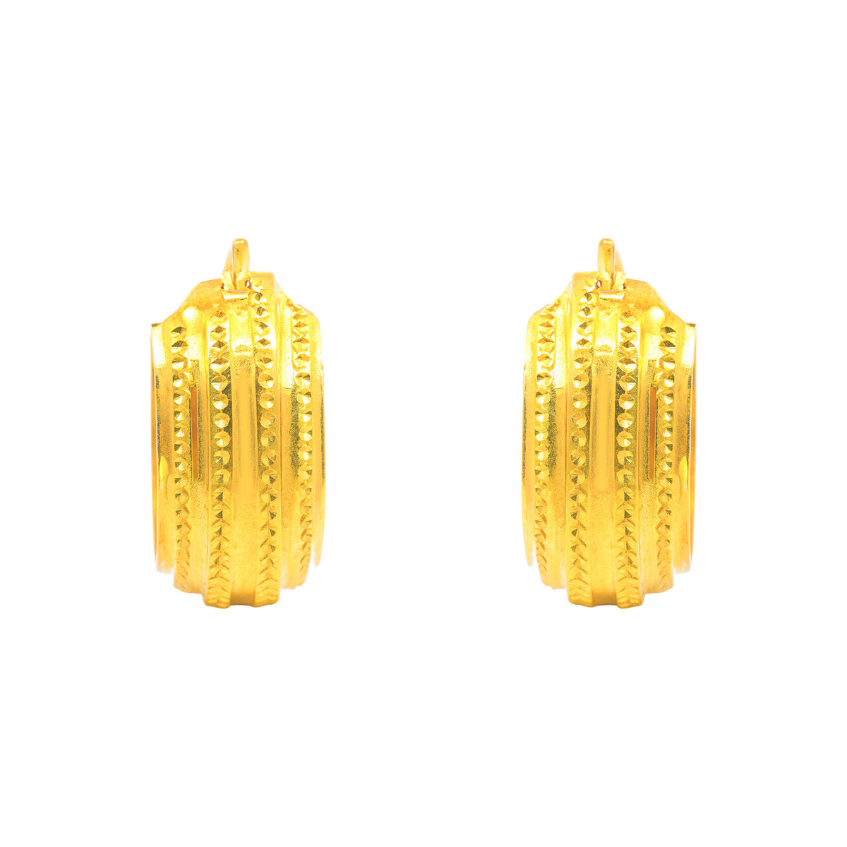 22k Yellow Gold Small Vibrant Patterned Earrings