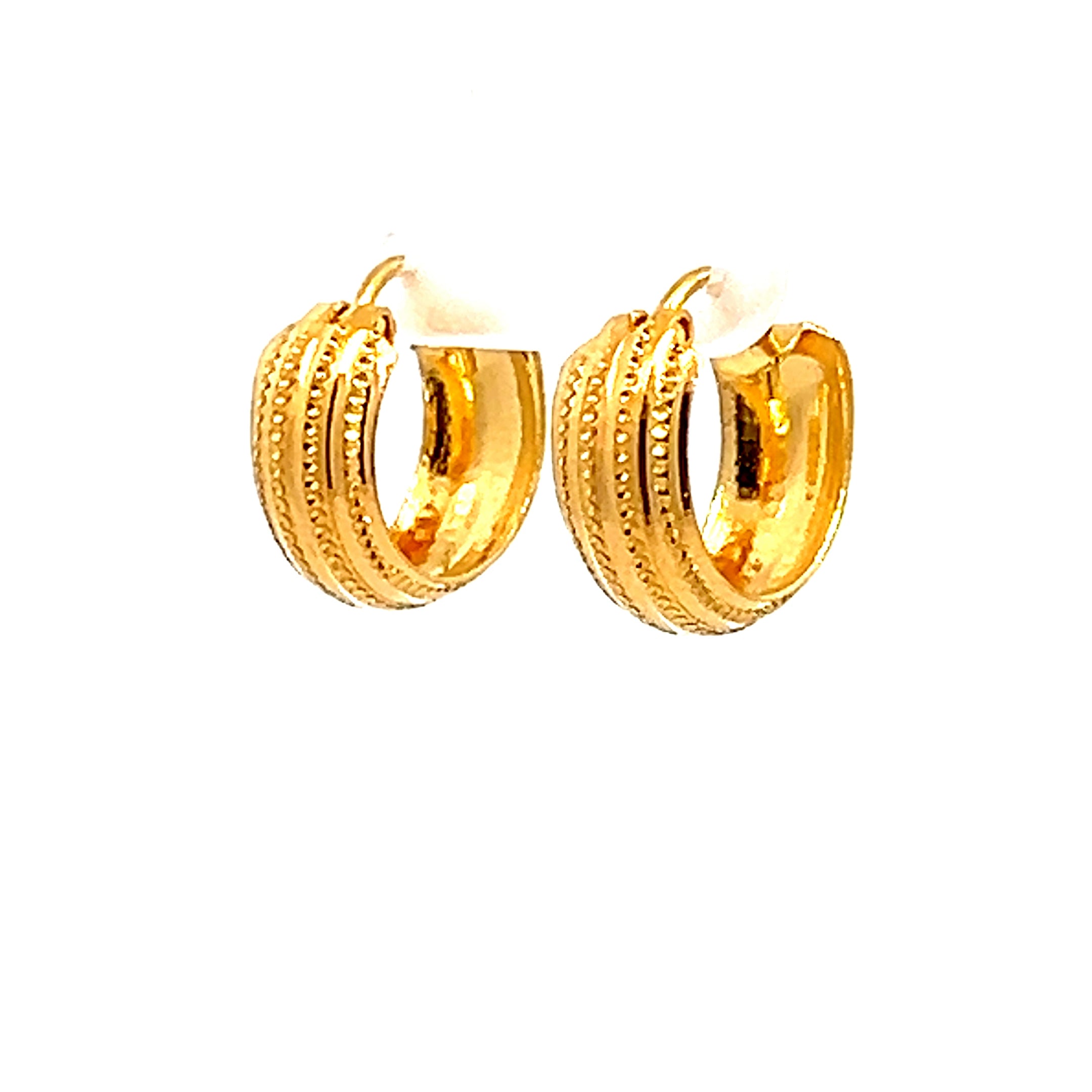 22k Yellow Gold Small Vibrant Patterned Earrings