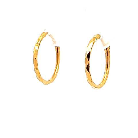 22k Yellow Gold Small Gleaming Textured Earrings
