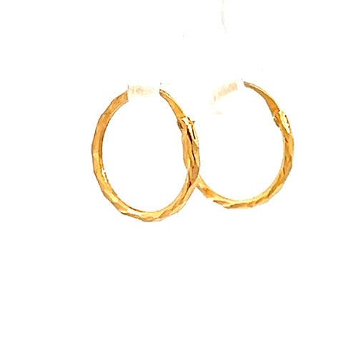 22k Yellow Gold Small Gleaming Textured Earrings
