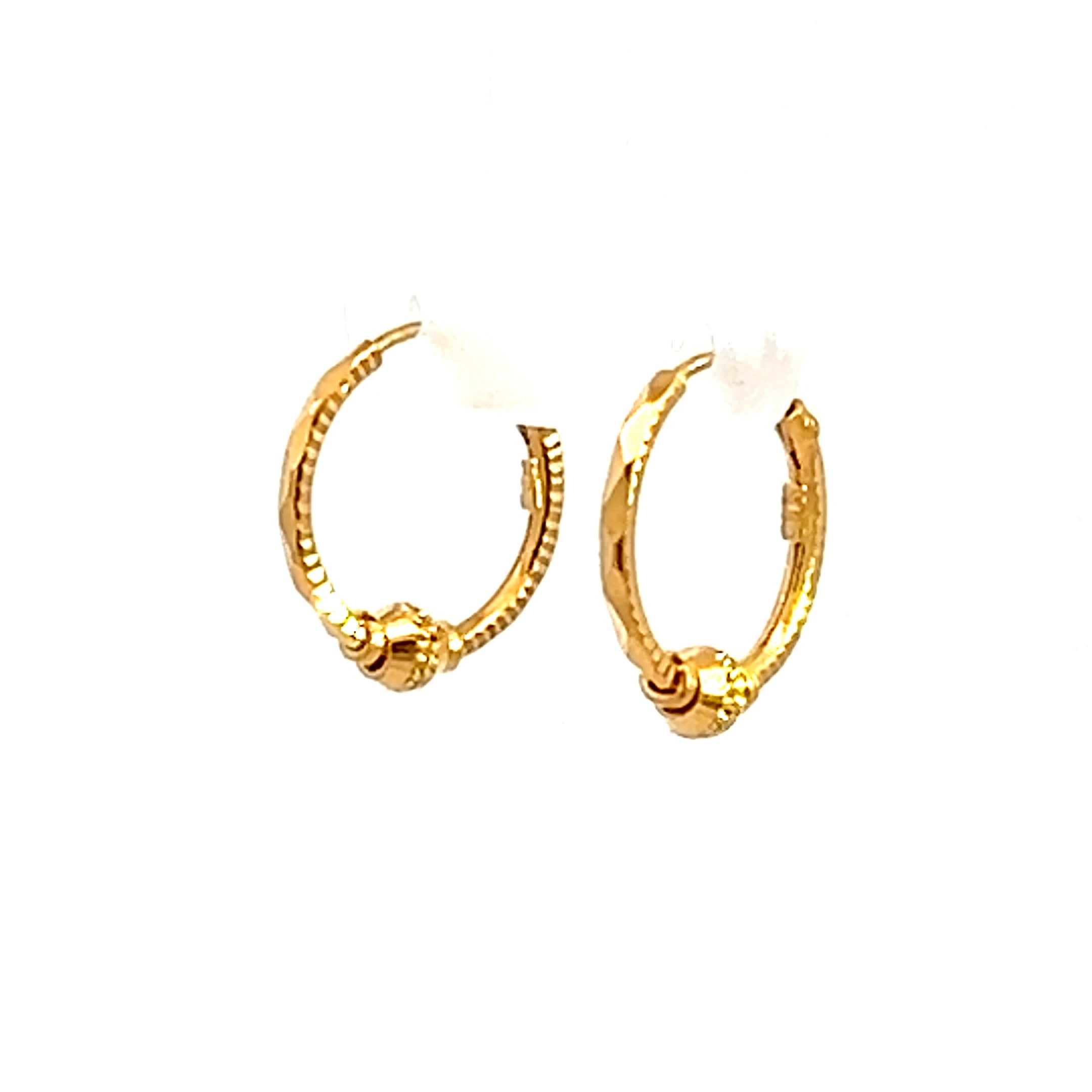 22k Yellow Gold Small Elegant Beaded Earrings