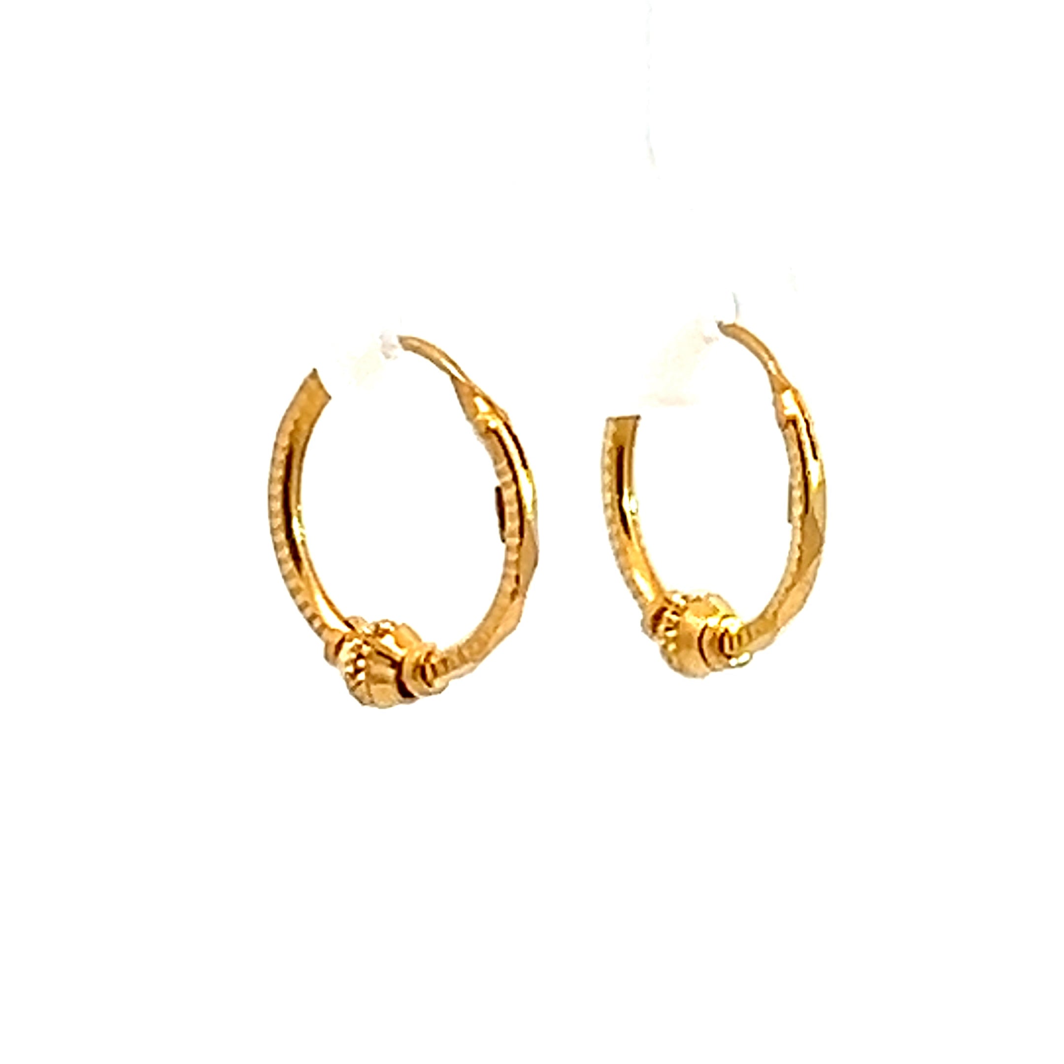 22k Yellow Gold Small Elegant Beaded Earrings