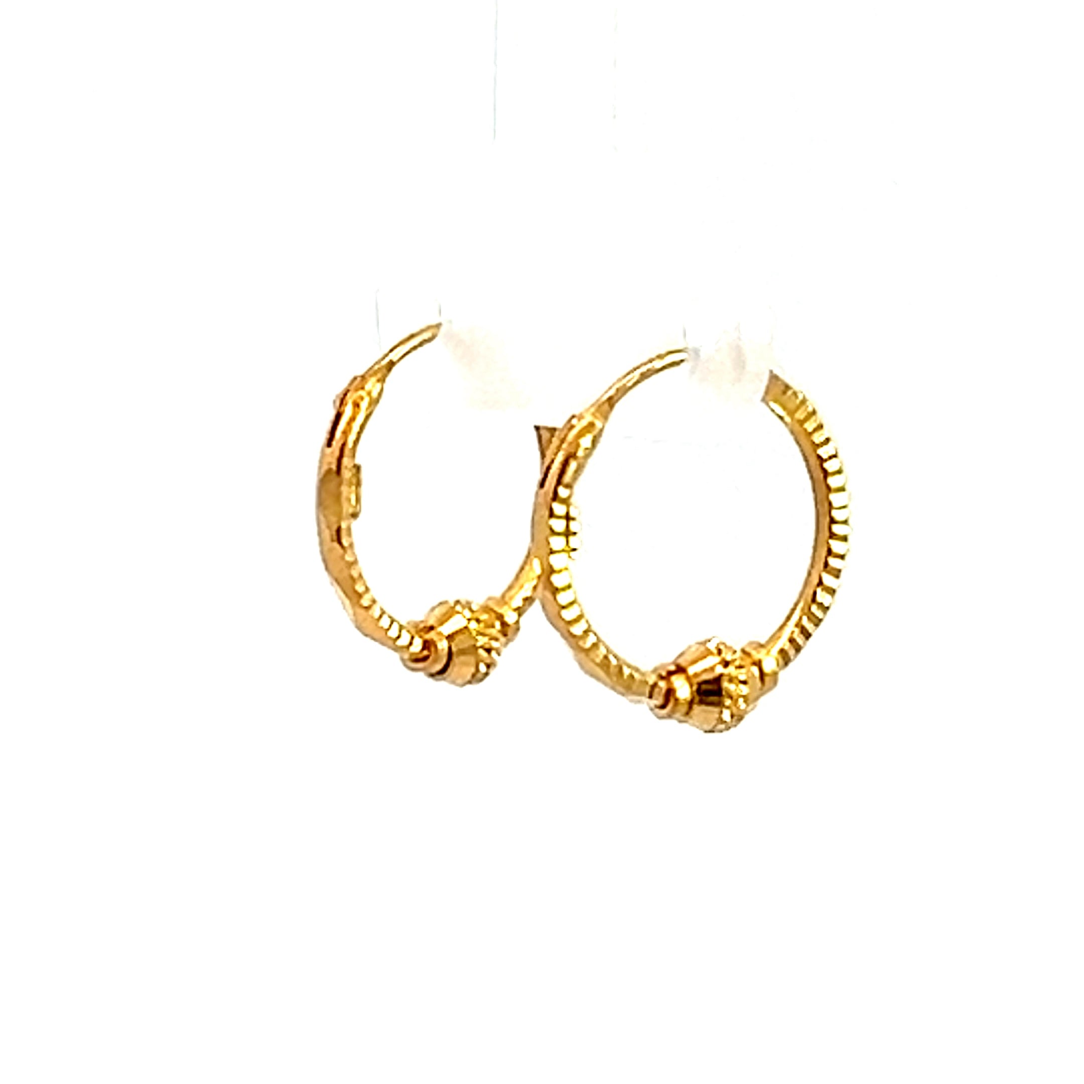 22k Yellow Gold Small Elegant Beaded Earrings