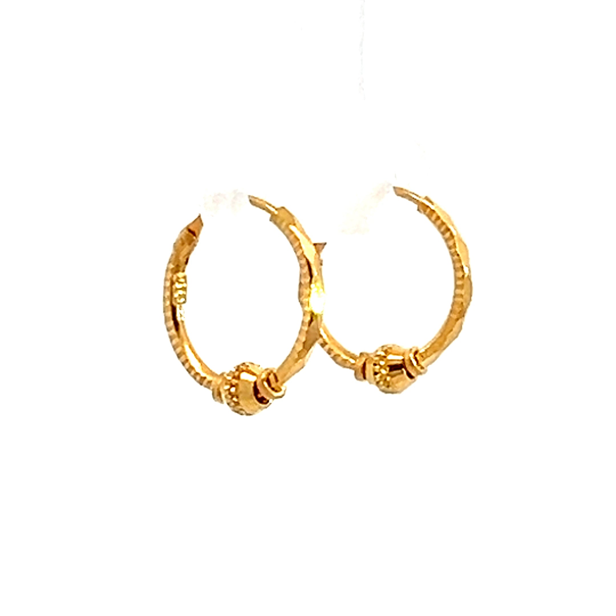 22k Yellow Gold Small Elegant Beaded Earrings