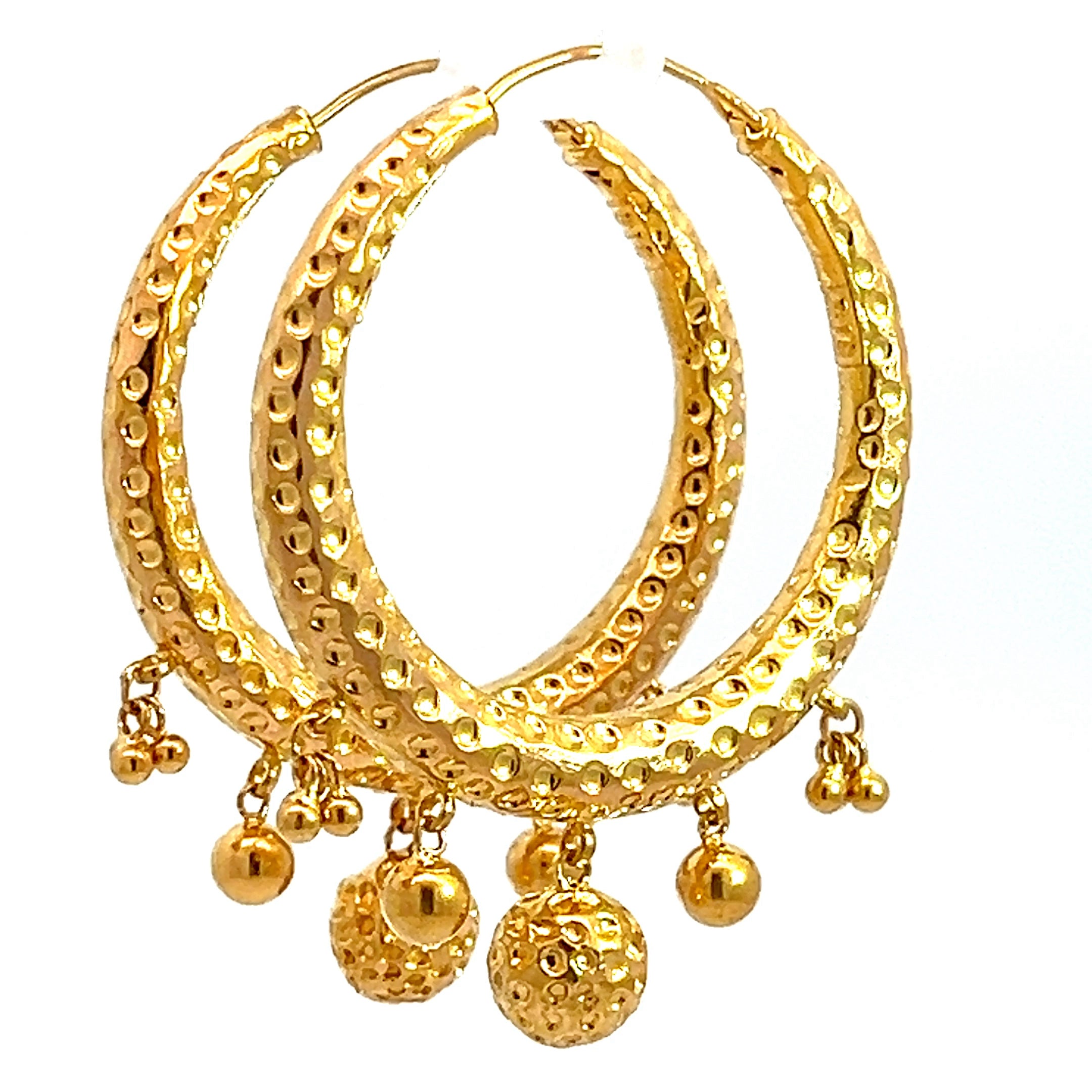 22k Yellow Gold Large Dotted Earrings