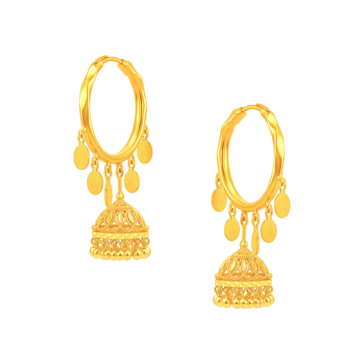 22k Yellow Gold Medium Radiant Earrings