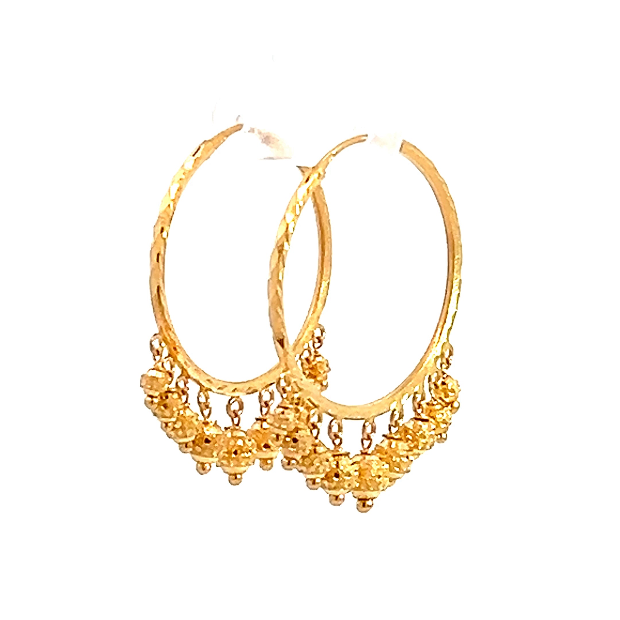 22k Yellow Gold Large Patterned with Fringe Earrings