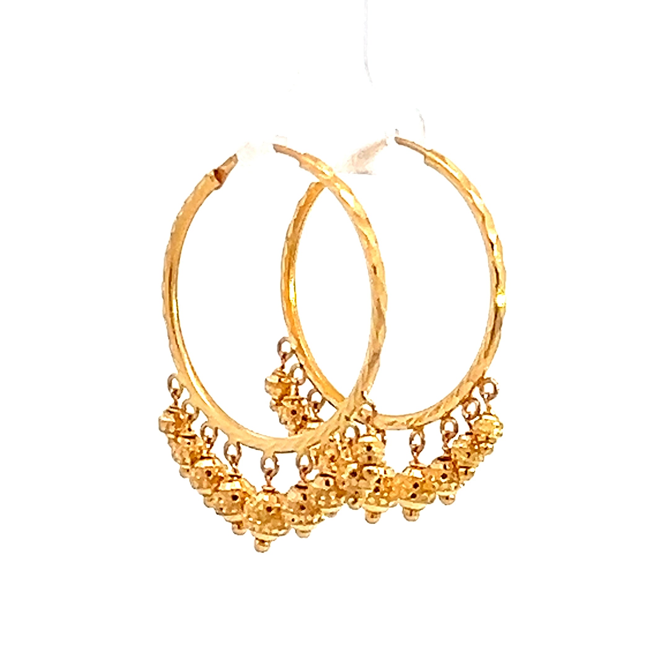 22k Yellow Gold Large Patterned with Fringe Earrings