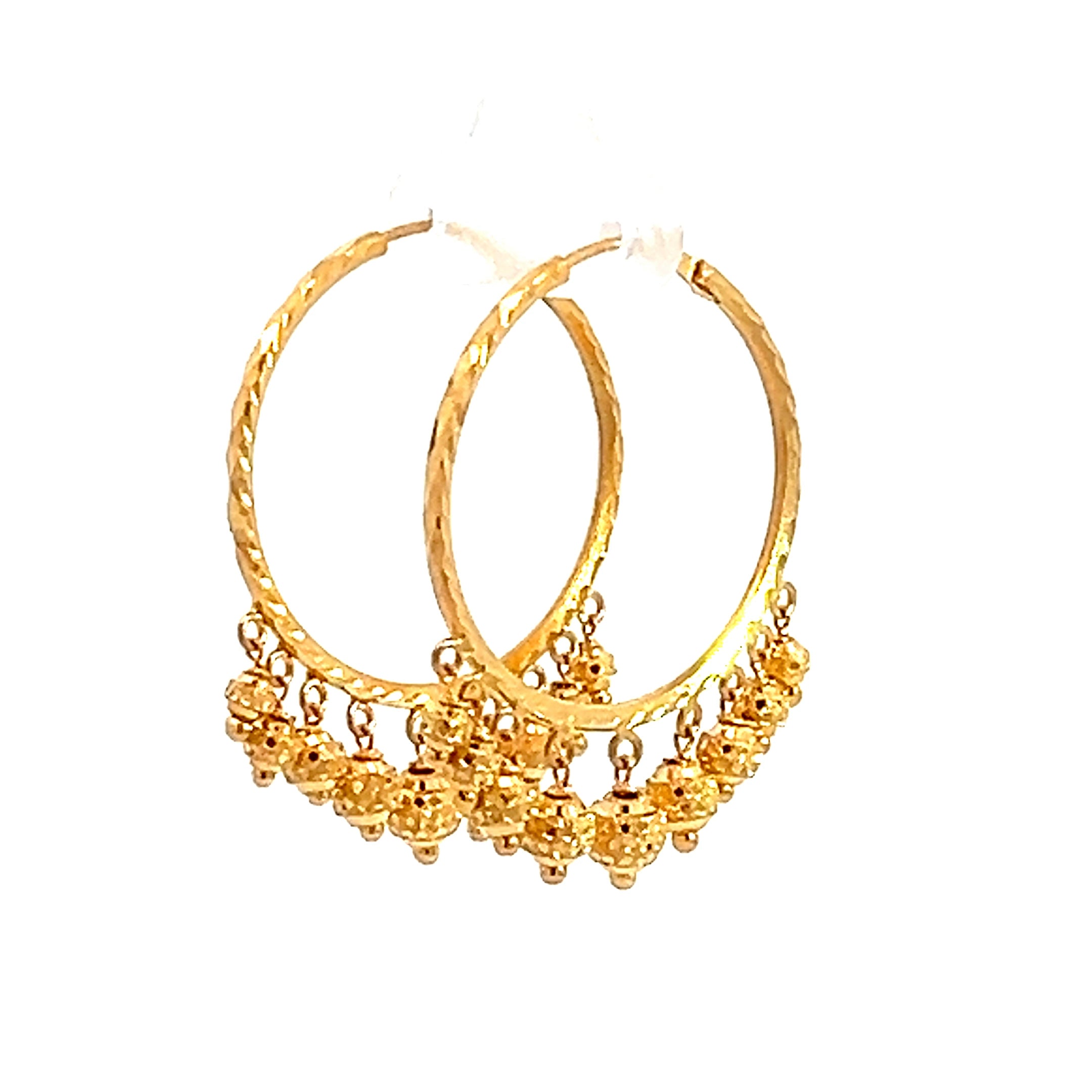 22k Yellow Gold Large Patterned with Fringe Earrings