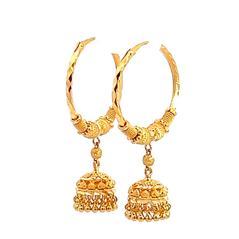 22k Yellow Gold Medium Fancy Beaded Earrings