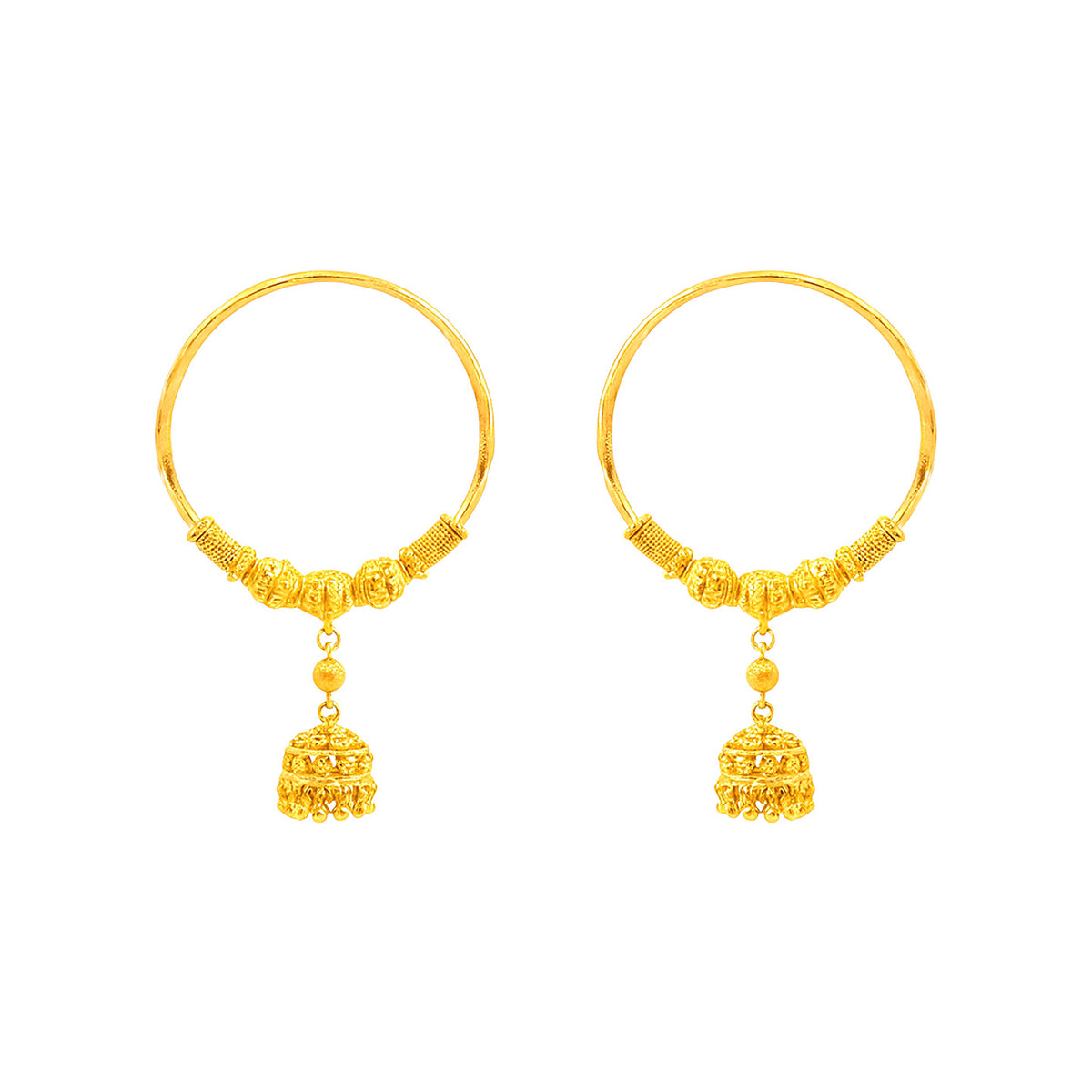 22k Yellow Gold Medium Fancy Beaded Earrings