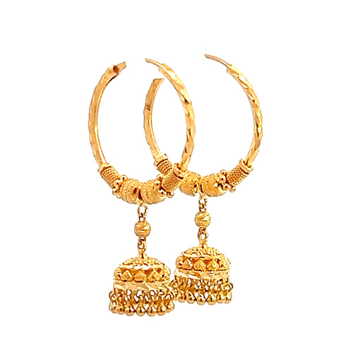 22k Yellow Gold Medium Fancy Beaded Earrings