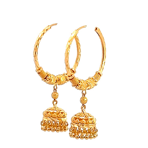 22k Yellow Gold Medium Fancy Beaded Earrings