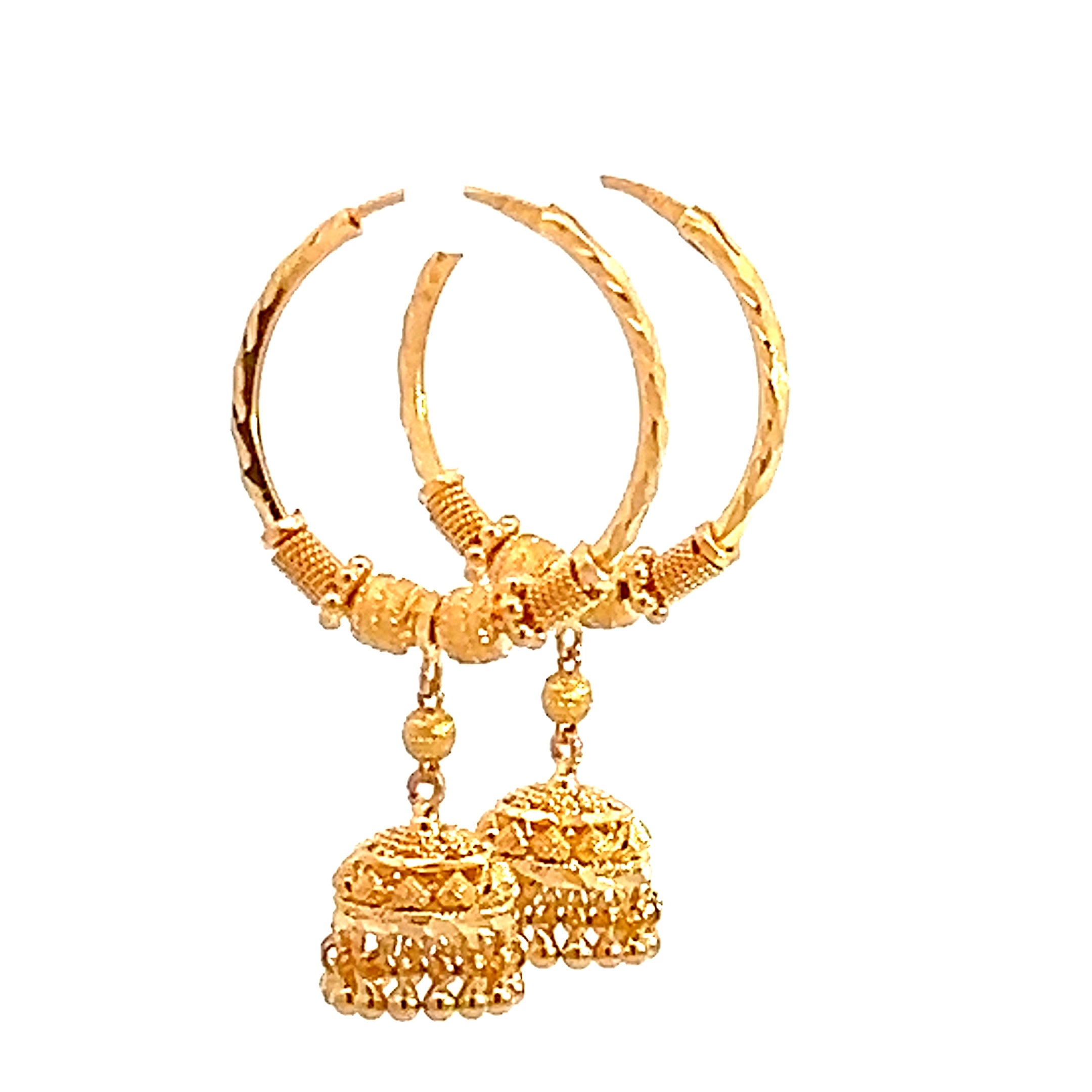 22k Yellow Gold Medium Fancy Beaded Earrings