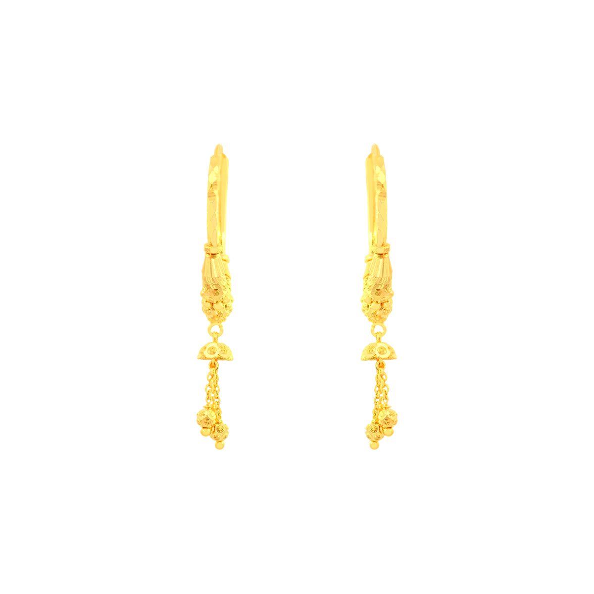 22k Yellow Gold Medium Beaded Sparkles Earrings