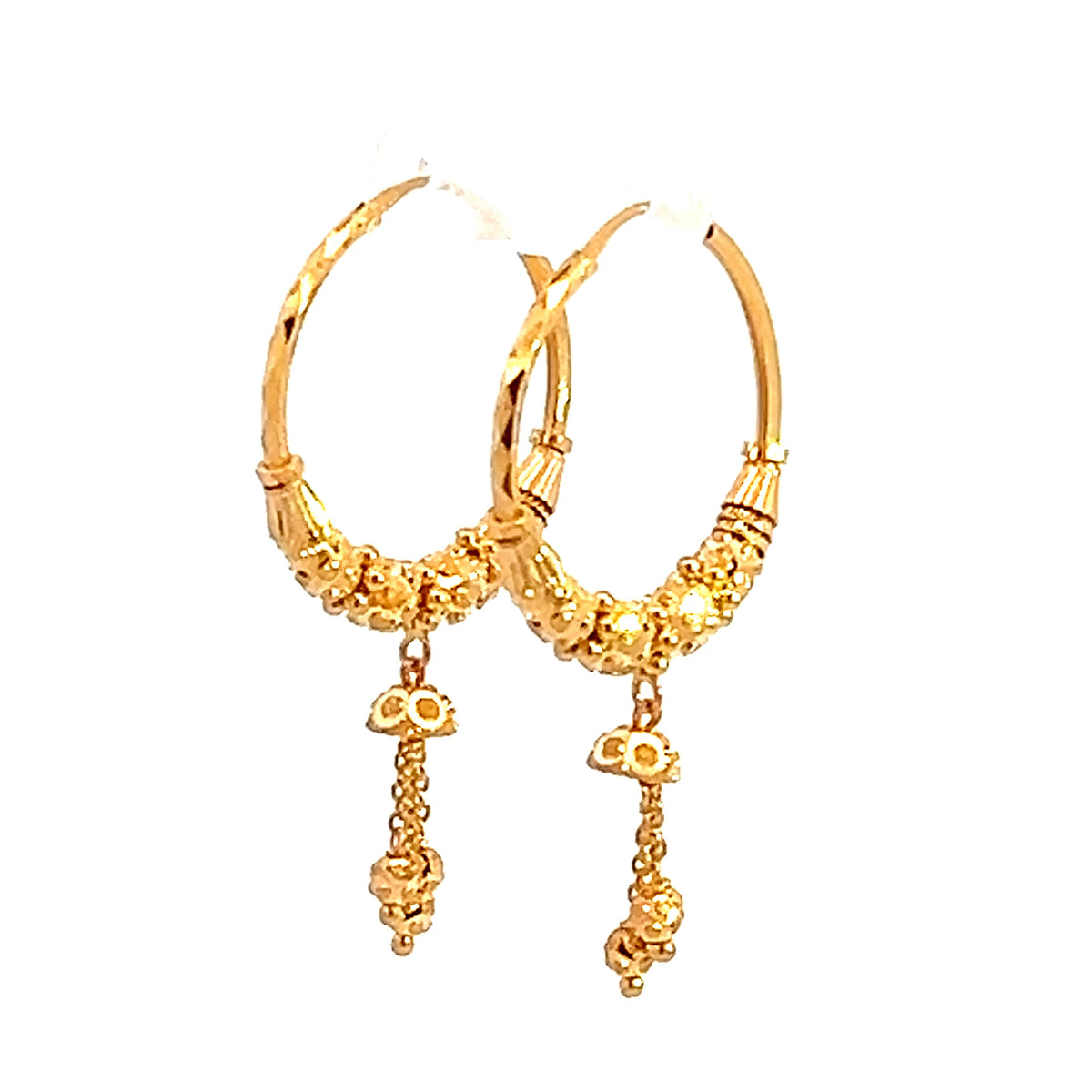 22k Yellow Gold Medium Beaded Sparkles Earrings