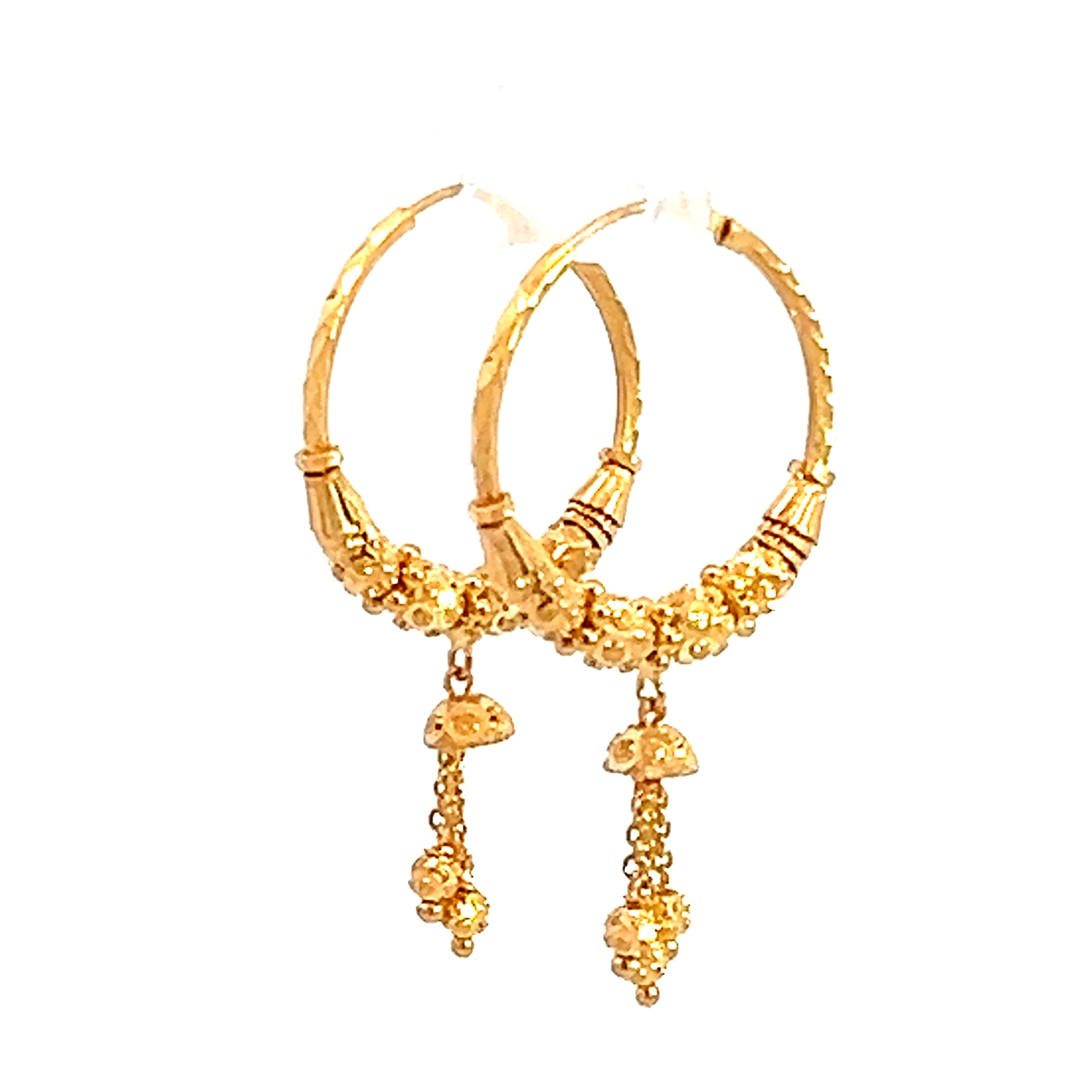 22k Yellow Gold Medium Beaded Sparkles Earrings