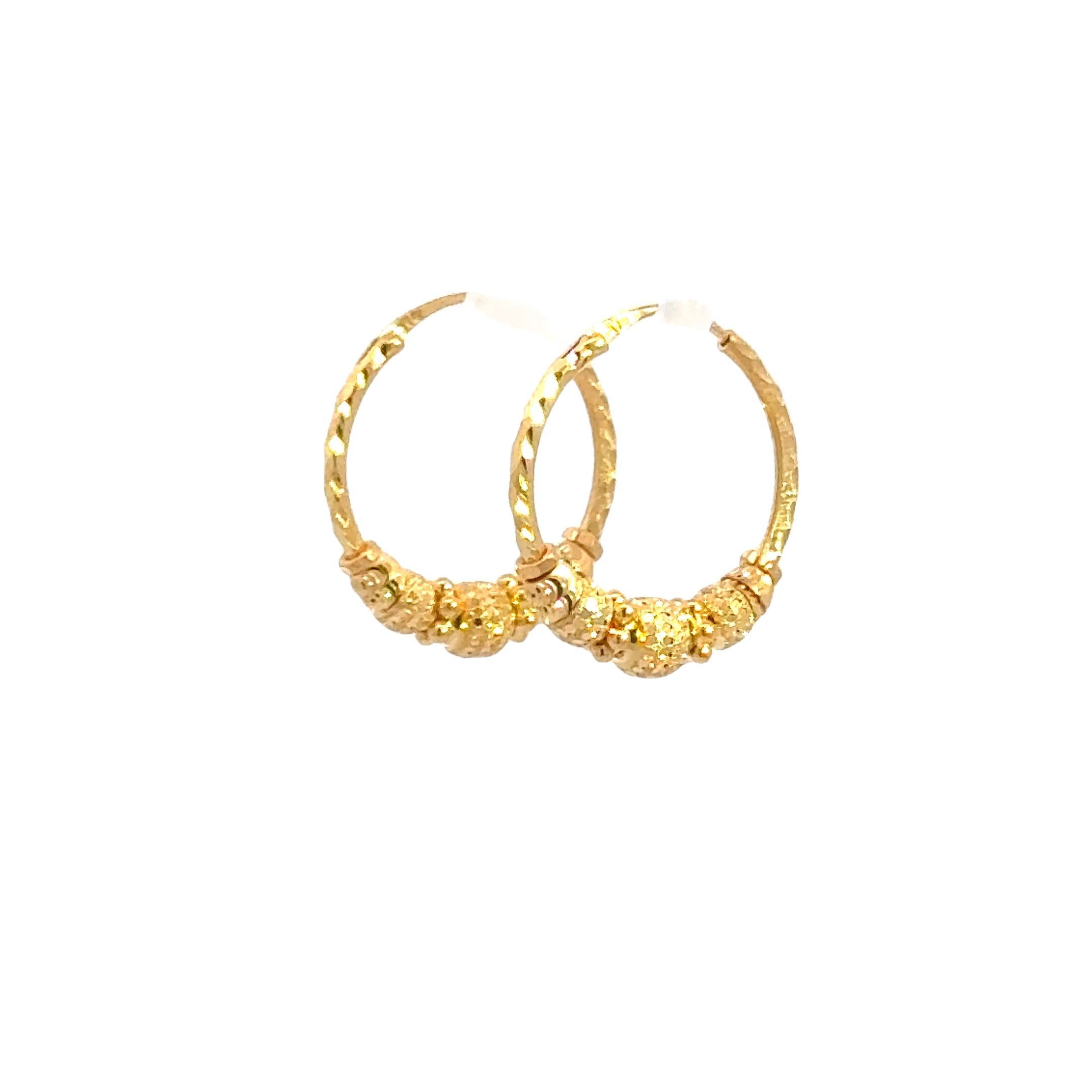 22k Yellow Gold Medium Dazzling Beaded Earrings